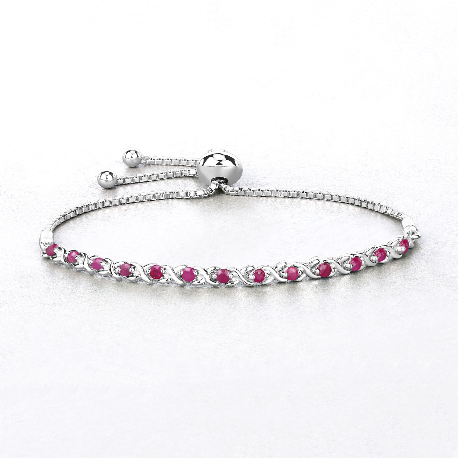 0.88 Carat Genuine Ruby .925 Sterling Silver Bracelet