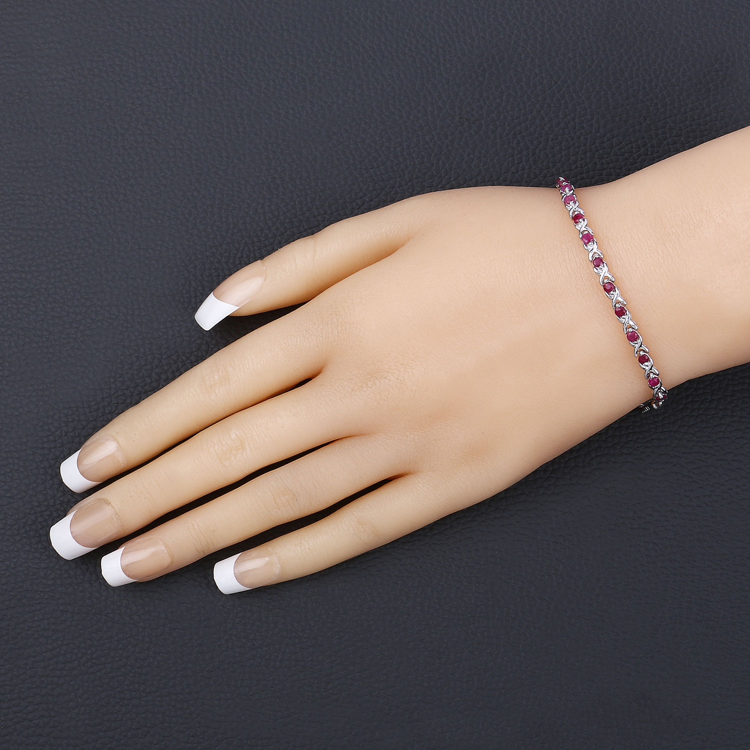 0.88 Carat Genuine Ruby .925 Sterling Silver Bracelet