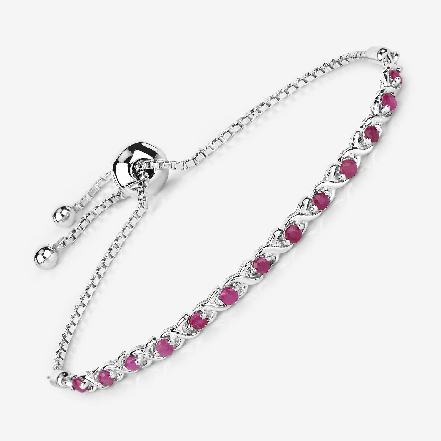 0.88 Carat Genuine Ruby .925 Sterling Silver Bracelet