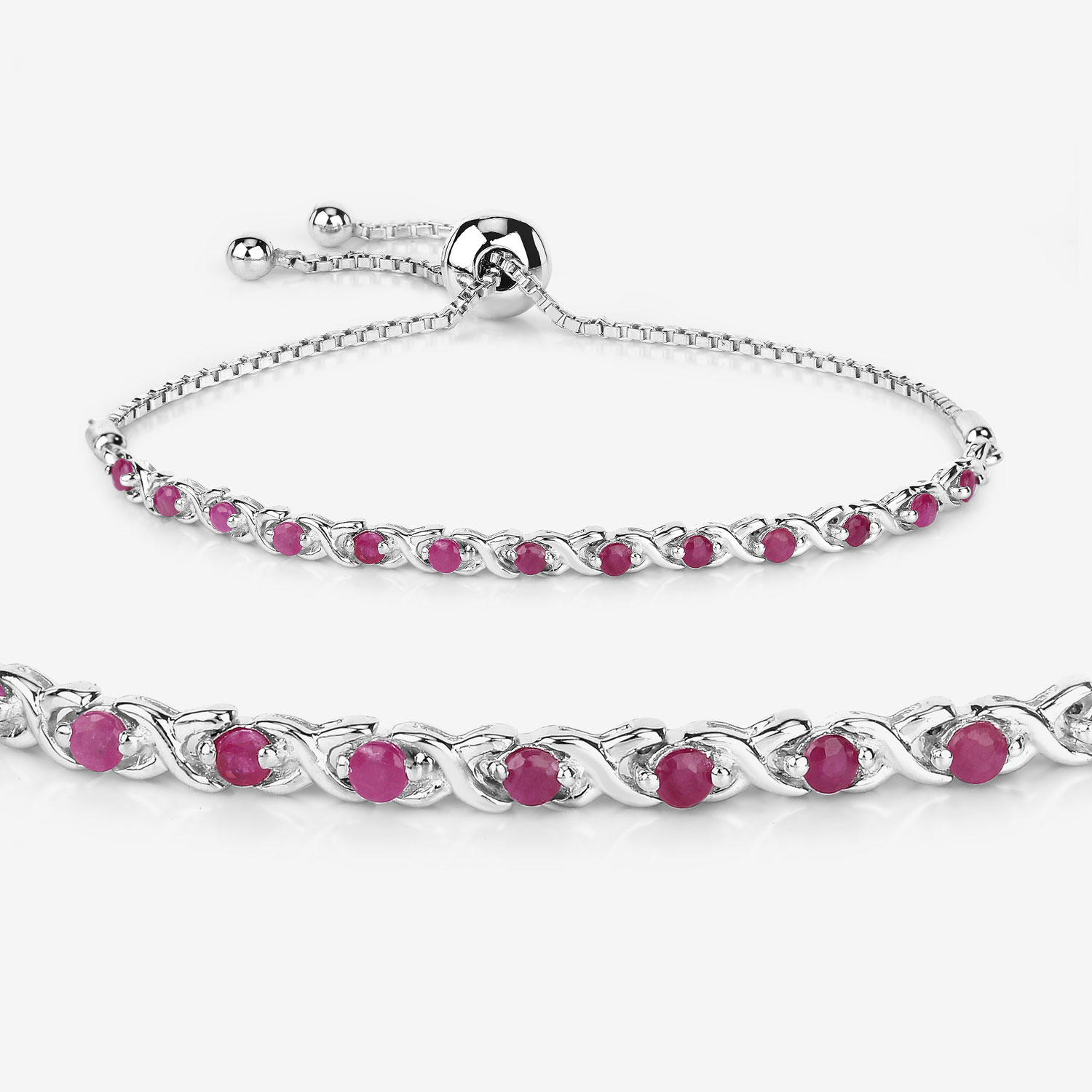 0.88 Carat Genuine Ruby .925 Sterling Silver Bracelet