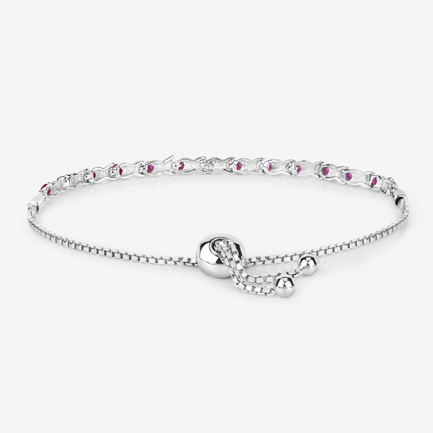 0.88 Carat Genuine Ruby .925 Sterling Silver Bracelet