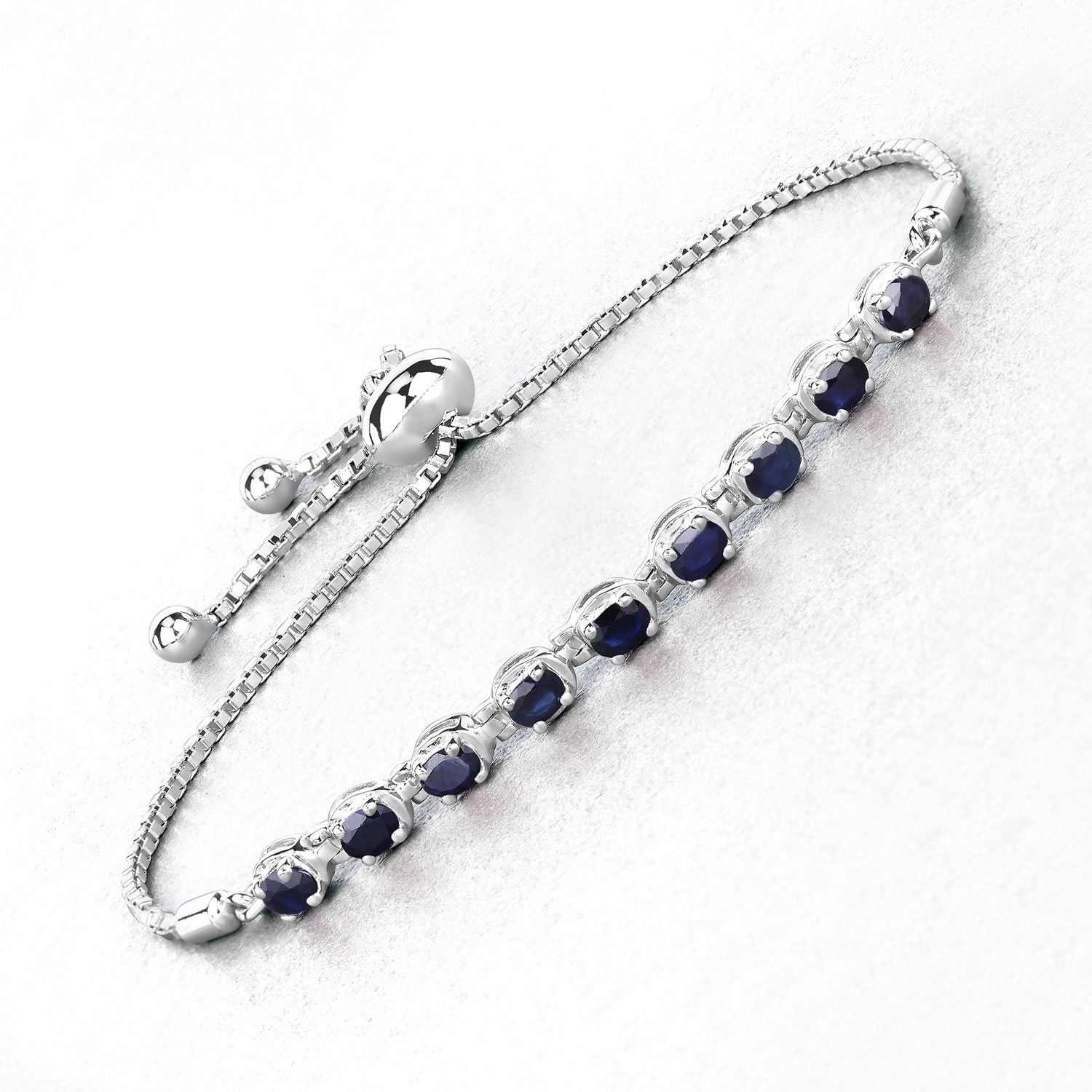 1.80 Carat Genuine Blue Sapphire .925 Sterling Silver Bracelet