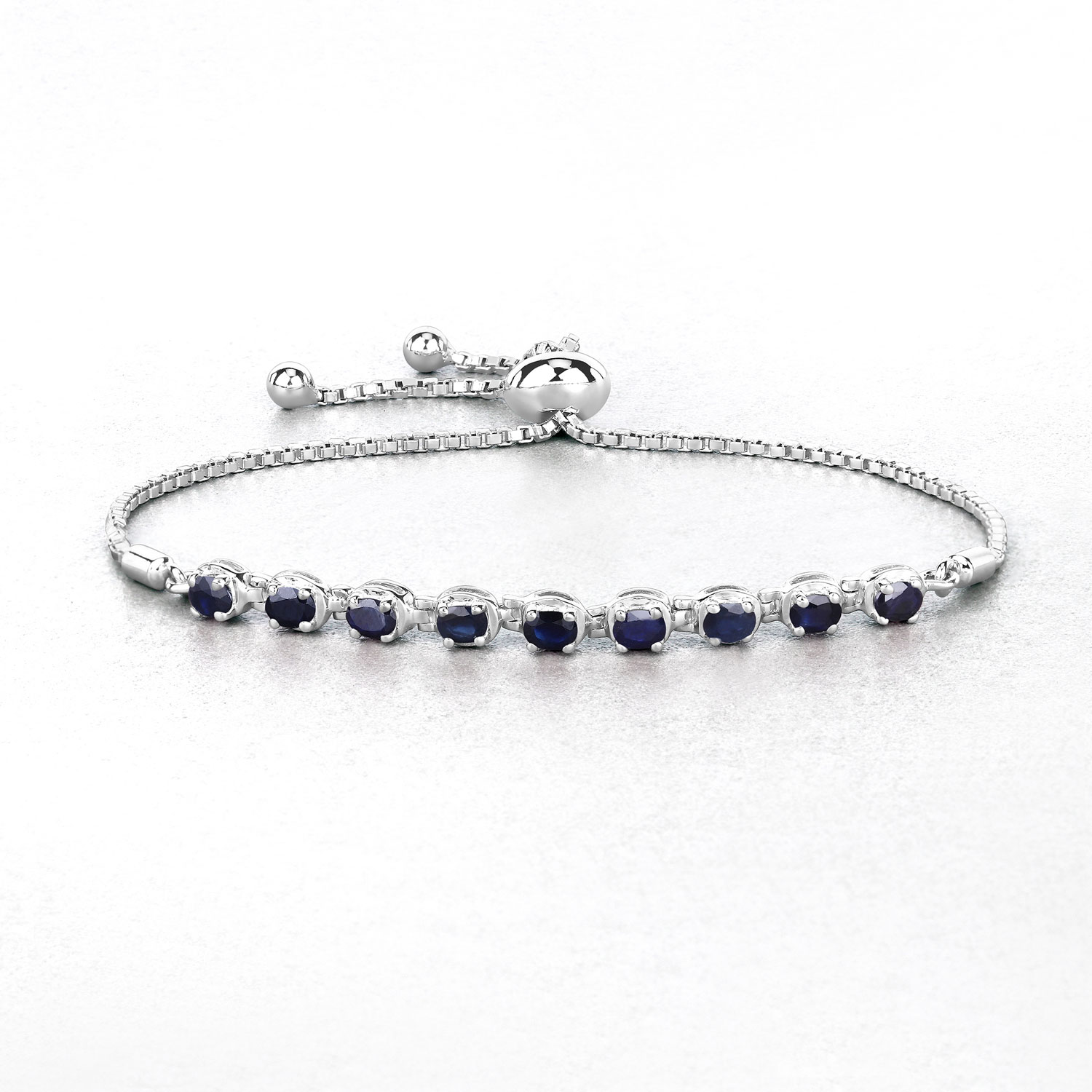 1.80 Carat Genuine Blue Sapphire .925 Sterling Silver Bracelet