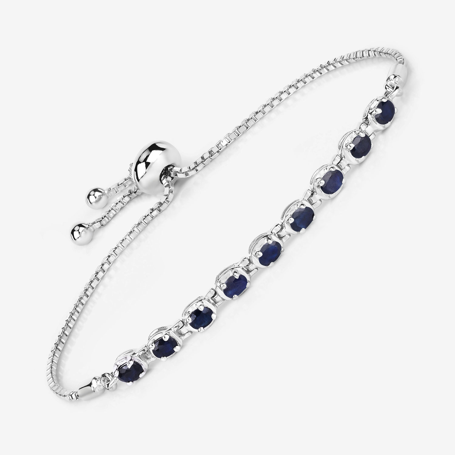 1.80 Carat Genuine Blue Sapphire .925 Sterling Silver Bracelet