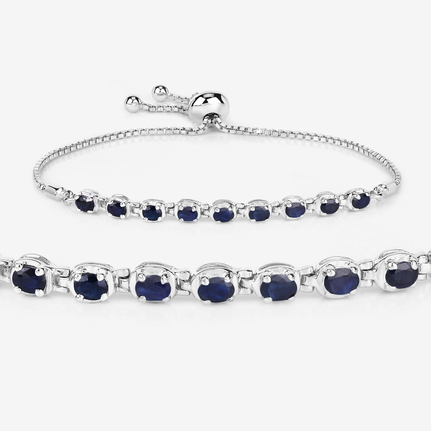 1.80 Carat Genuine Blue Sapphire .925 Sterling Silver Bracelet