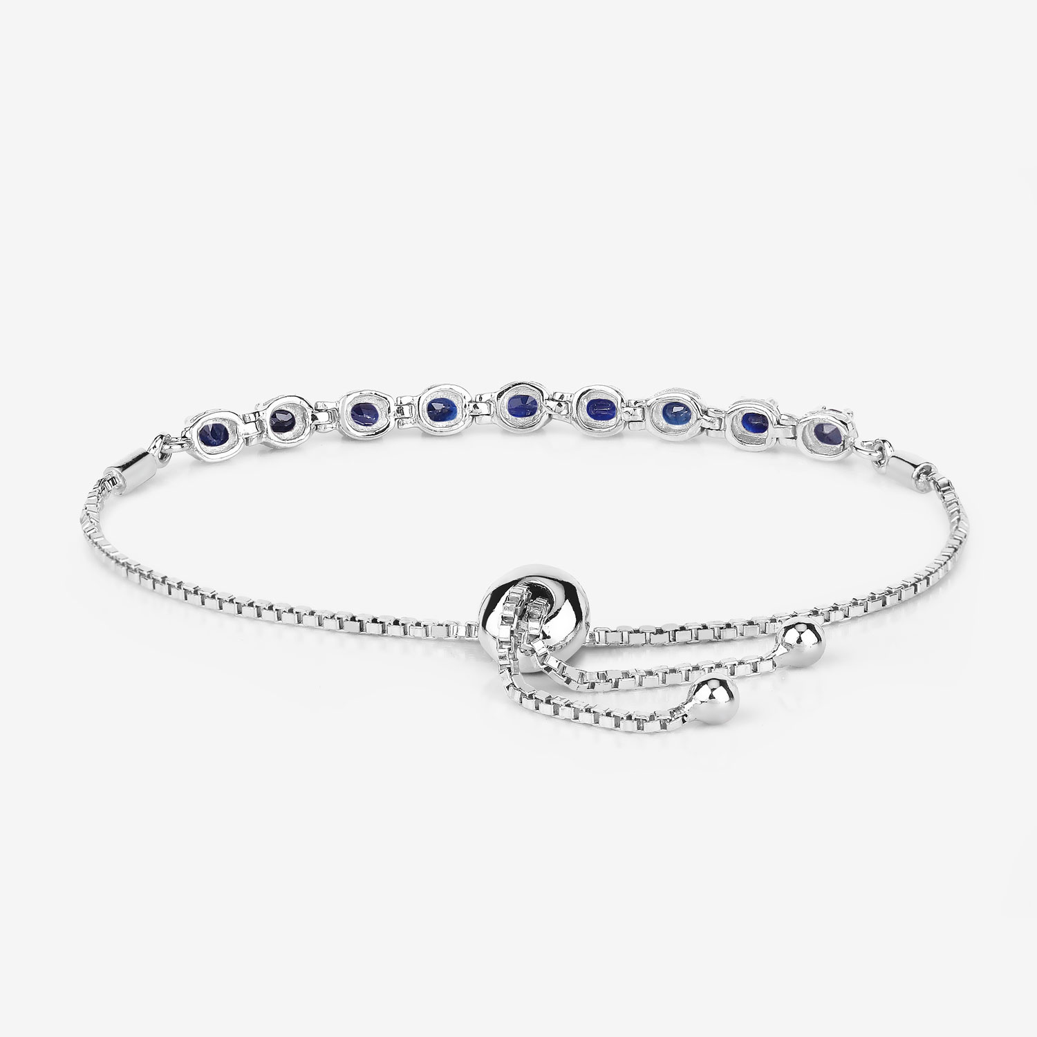1.80 Carat Genuine Blue Sapphire .925 Sterling Silver Bracelet