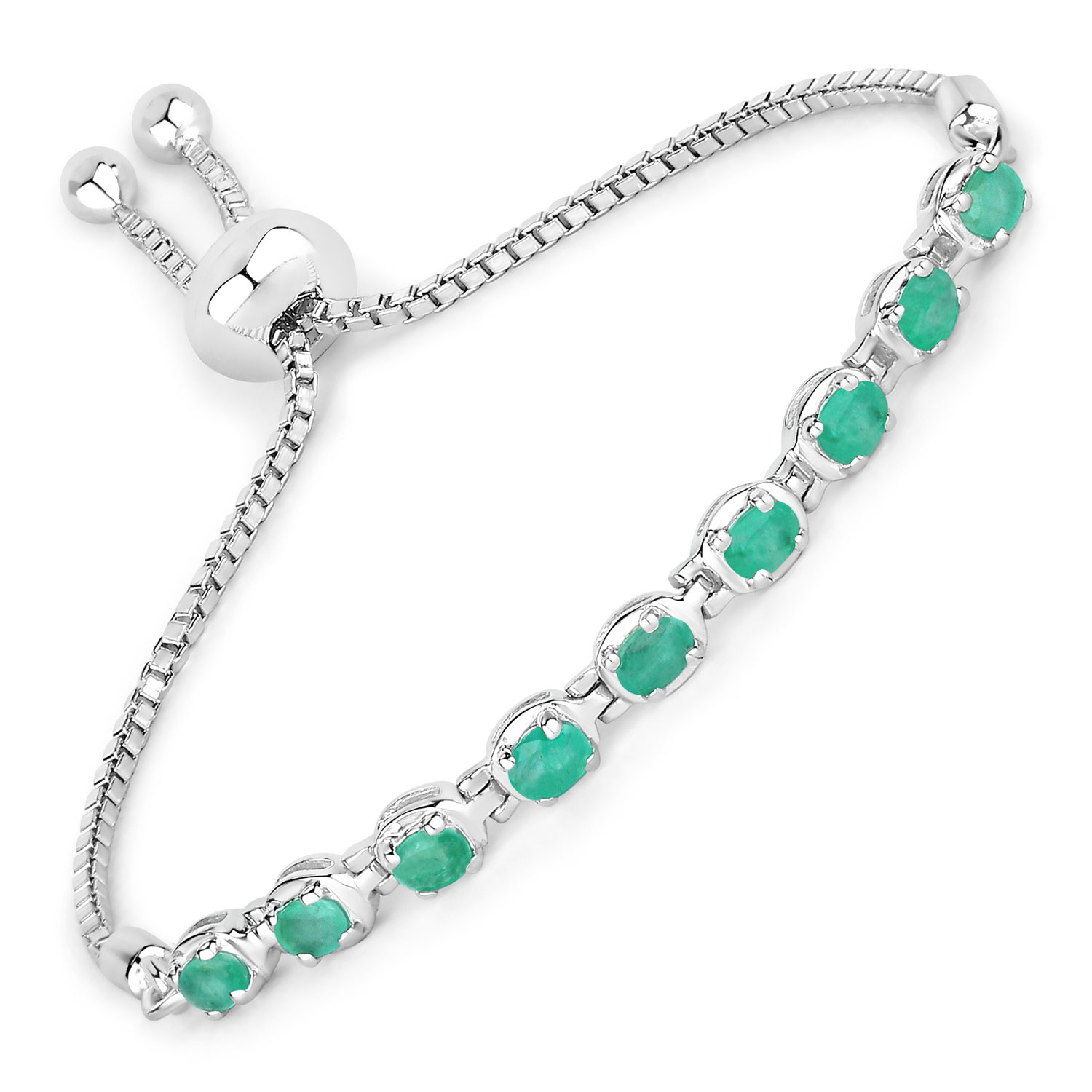 1.26 Carat Genuine Emerald .925 Sterling Silver Bracelet
