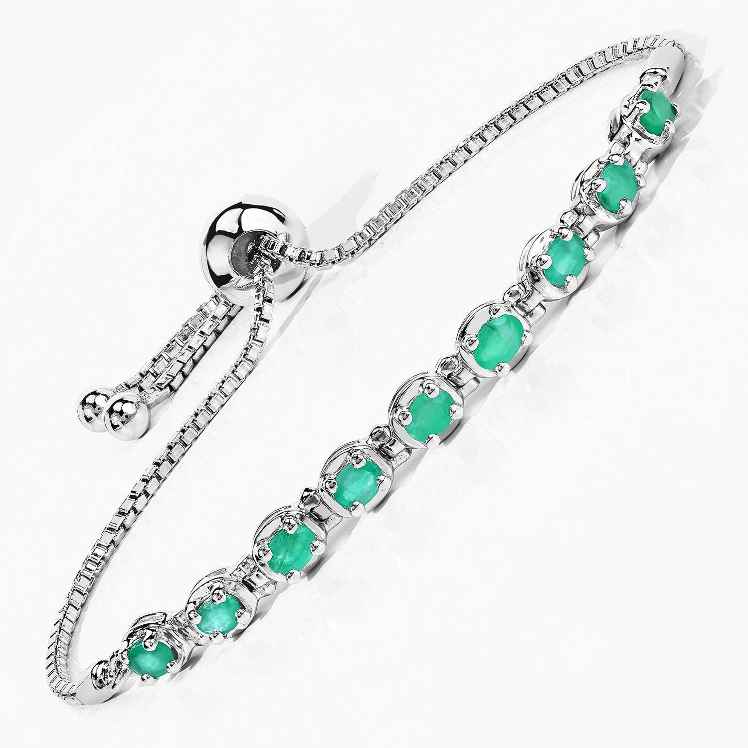 1.26 Carat Genuine Emerald .925 Sterling Silver Bracelet