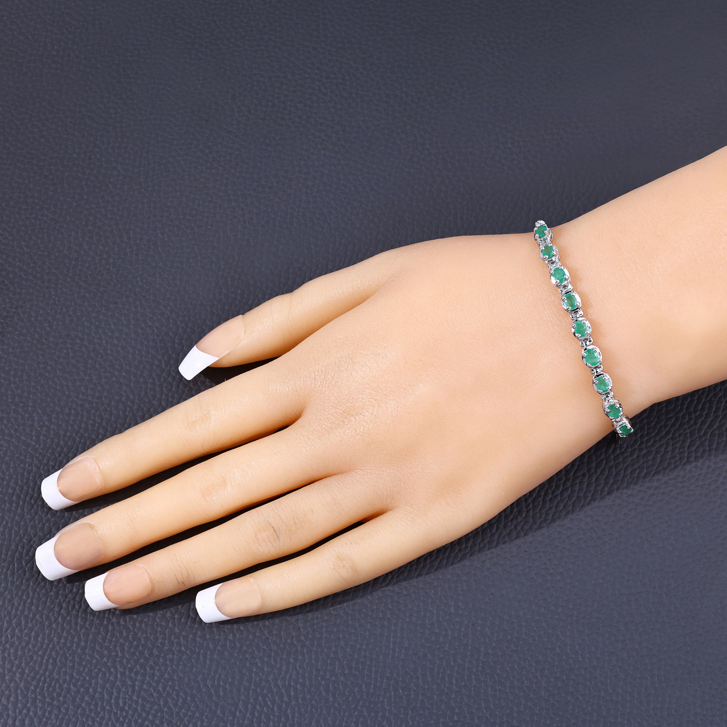 1.26 Carat Genuine Emerald .925 Sterling Silver Bracelet
