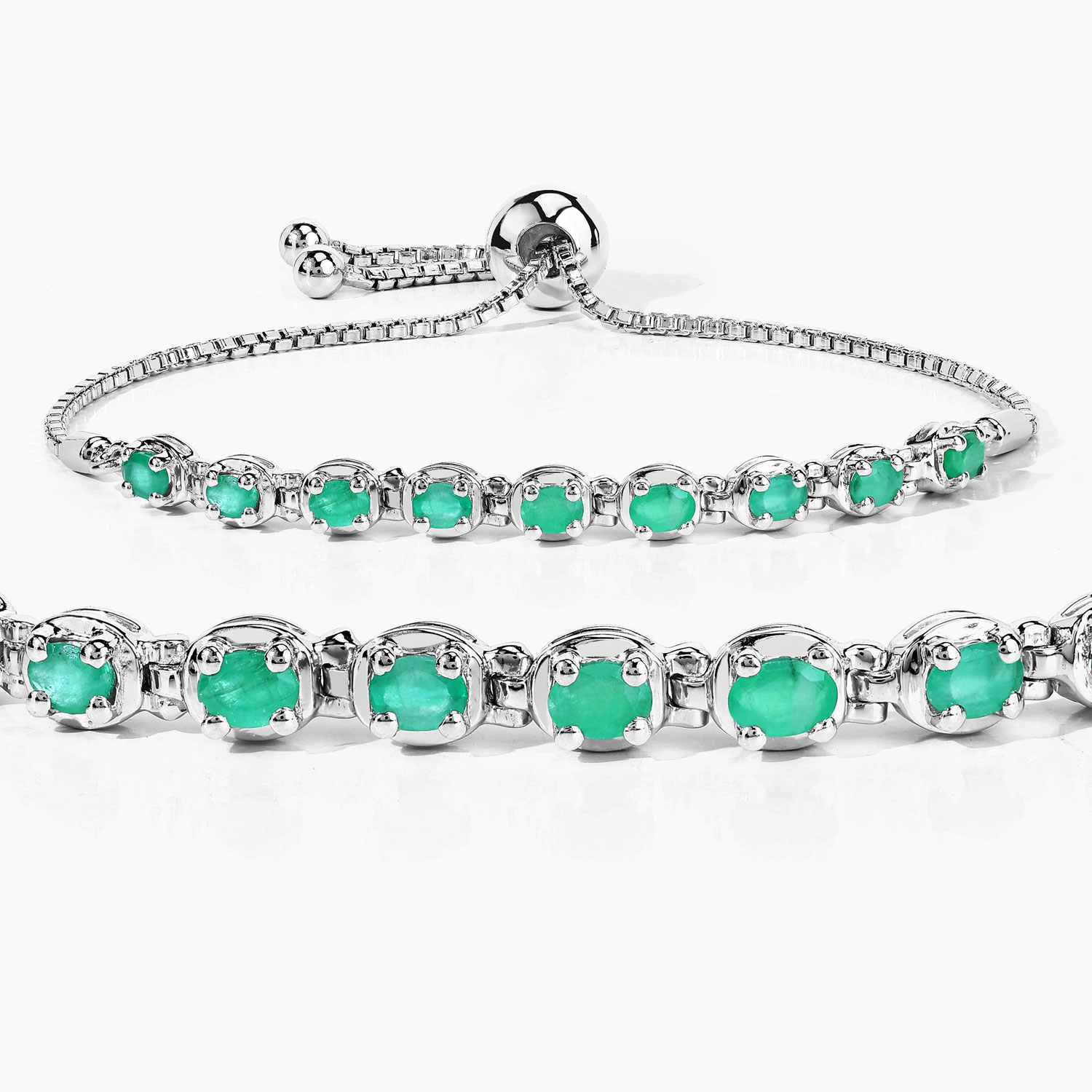 1.26 Carat Genuine Emerald .925 Sterling Silver Bracelet