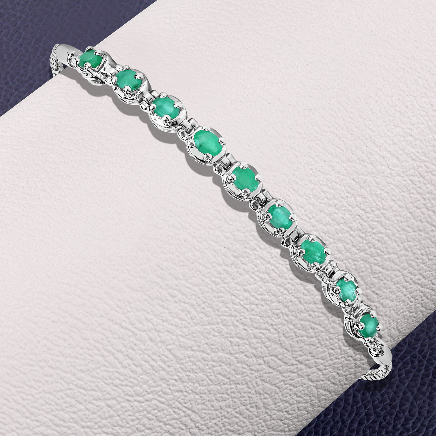 1.26 Carat Genuine Emerald .925 Sterling Silver Bracelet