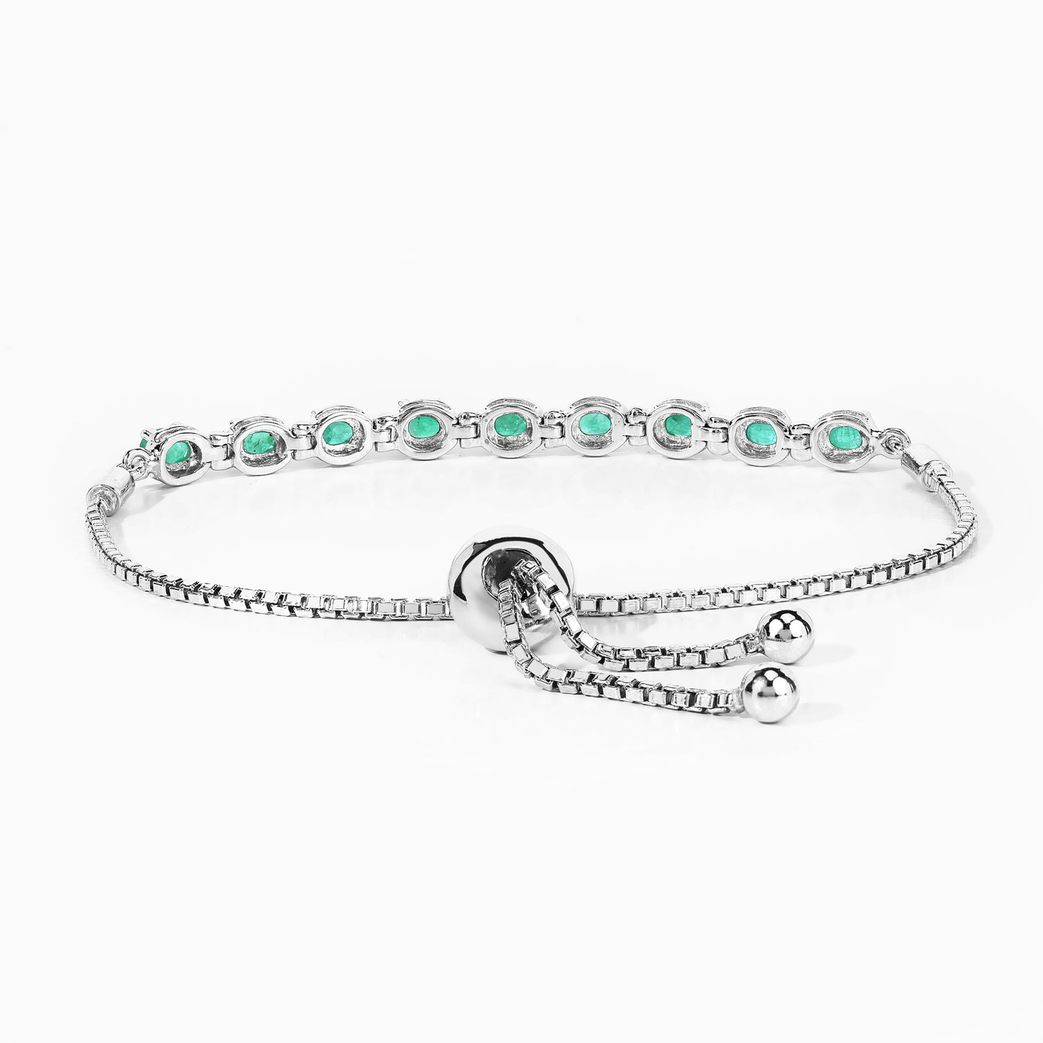 1.26 Carat Genuine Emerald .925 Sterling Silver Bracelet