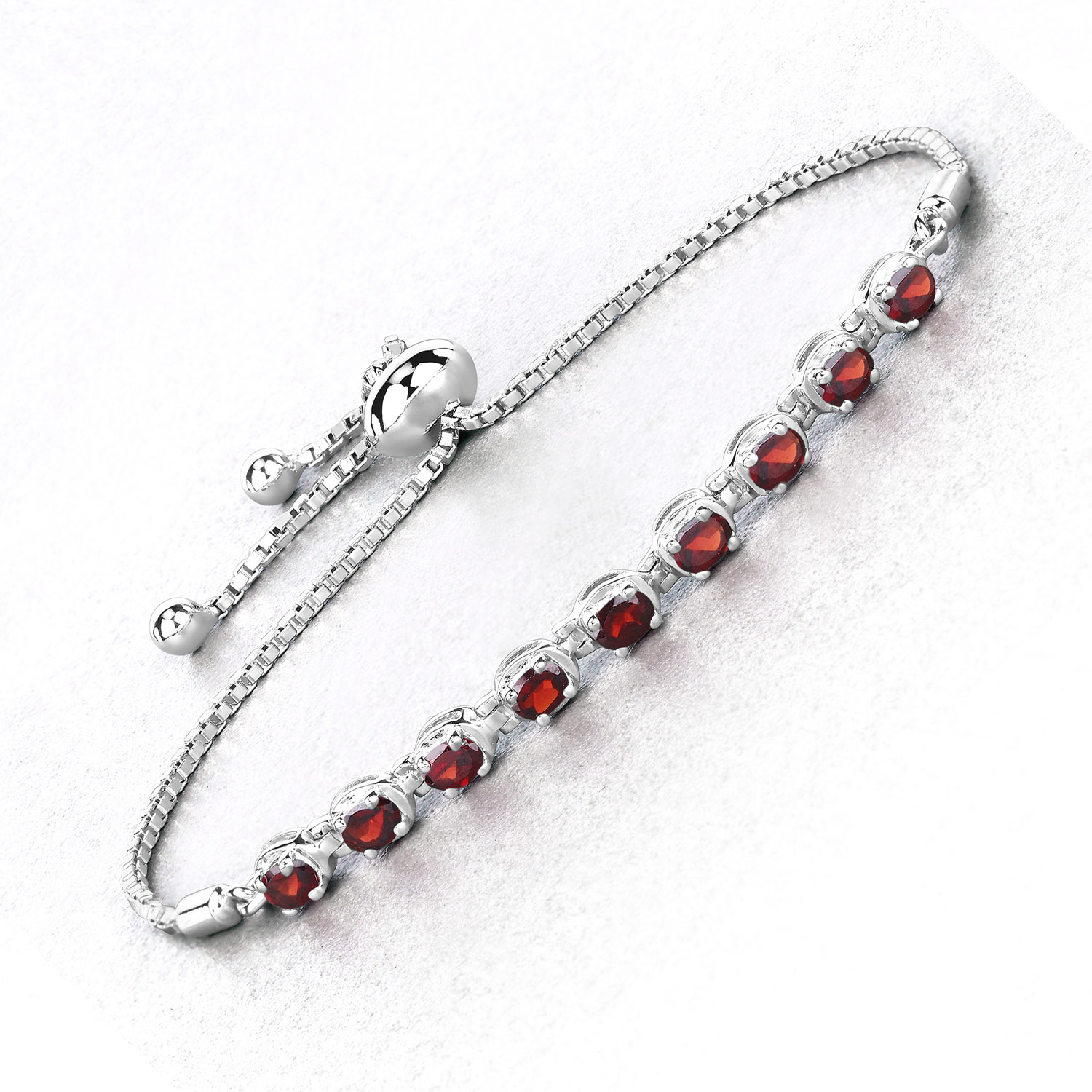 1.80 Carat Genuine Garnet .925 Sterling Silver Bracelet