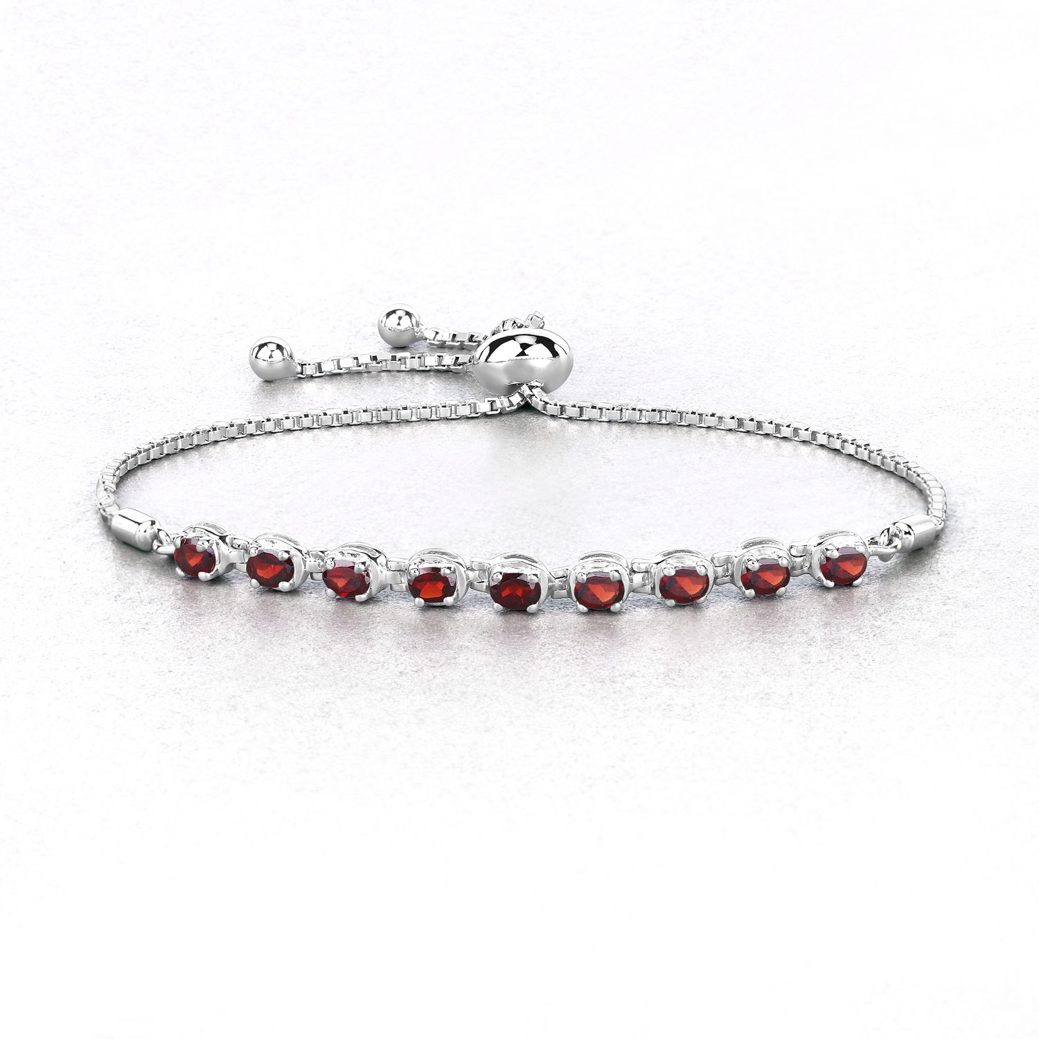 1.80 Carat Genuine Garnet .925 Sterling Silver Bracelet