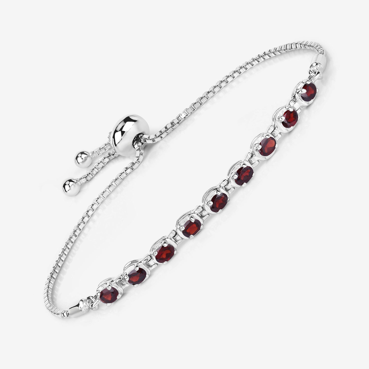 1.80 Carat Genuine Garnet .925 Sterling Silver Bracelet