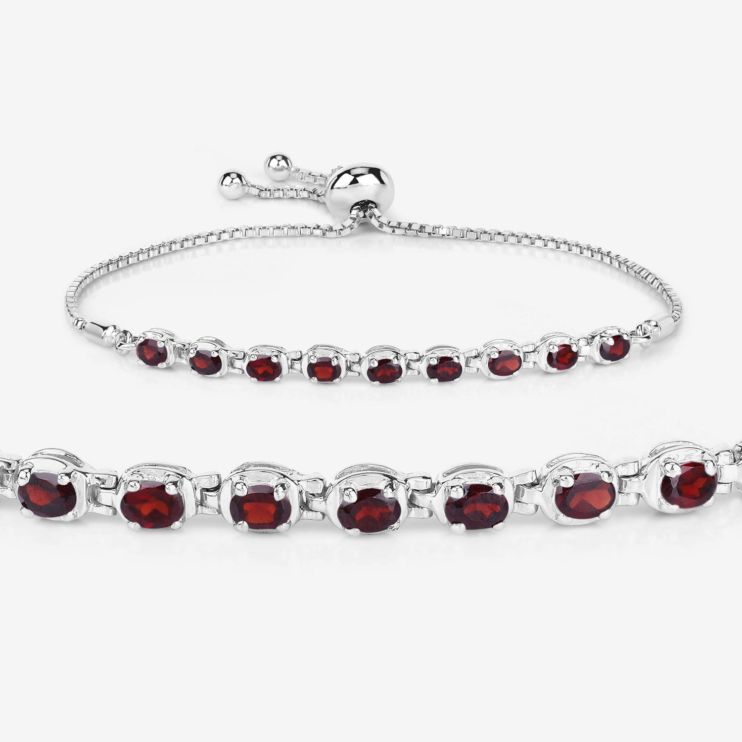 1.80 Carat Genuine Garnet .925 Sterling Silver Bracelet