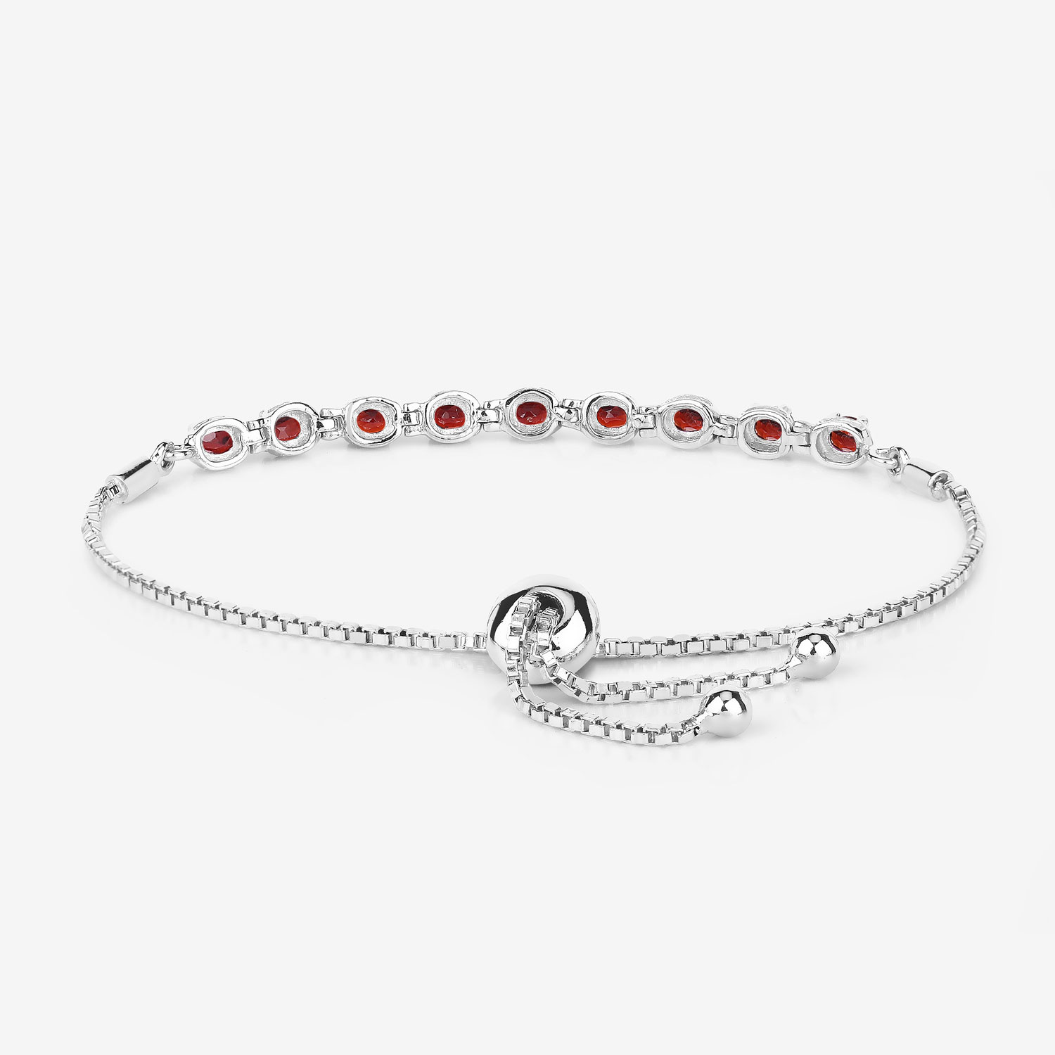 1.80 Carat Genuine Garnet .925 Sterling Silver Bracelet