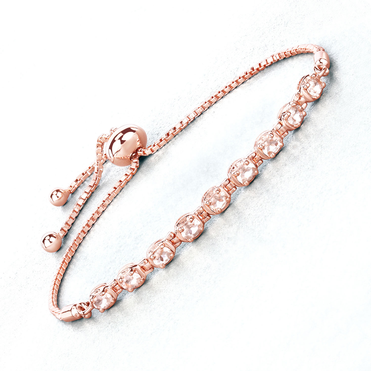 1.35 Carat Genuine Morganite .925 Sterling Silver Bracelet
