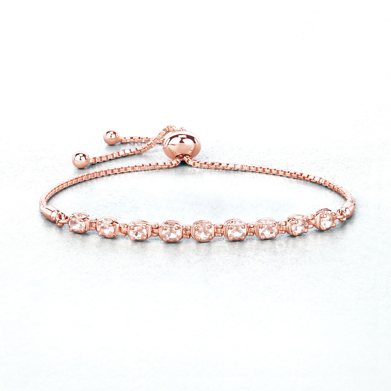 1.35 Carat Genuine Morganite .925 Sterling Silver Bracelet
