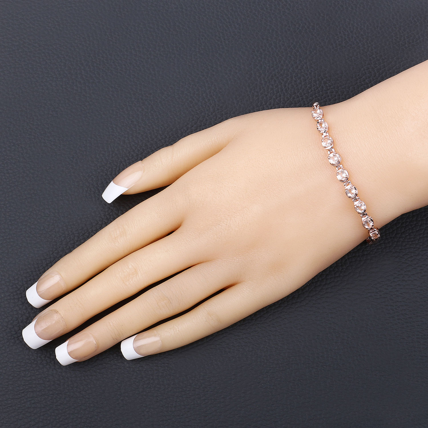 1.35 Carat Genuine Morganite .925 Sterling Silver Bracelet