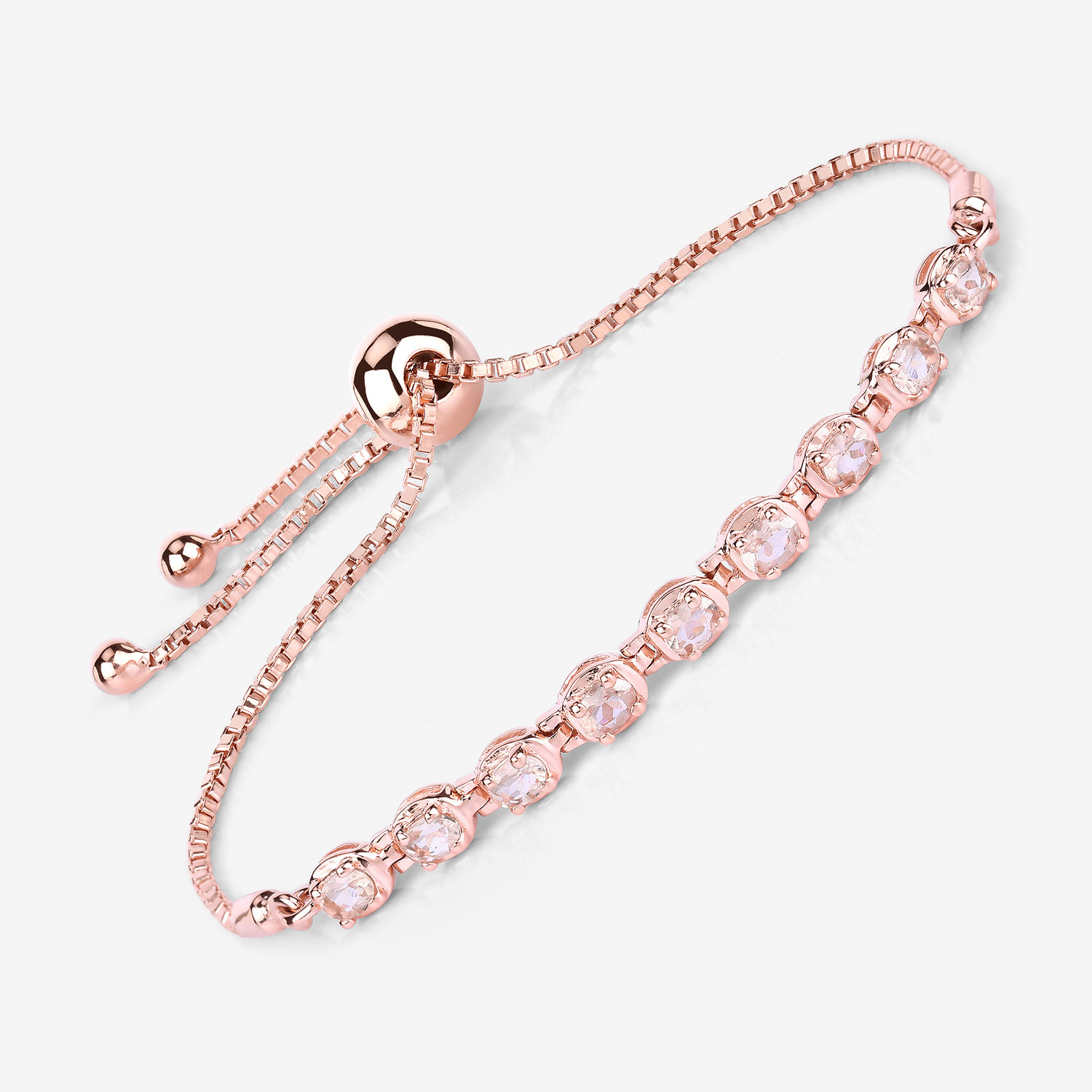 1.35 Carat Genuine Morganite .925 Sterling Silver Bracelet