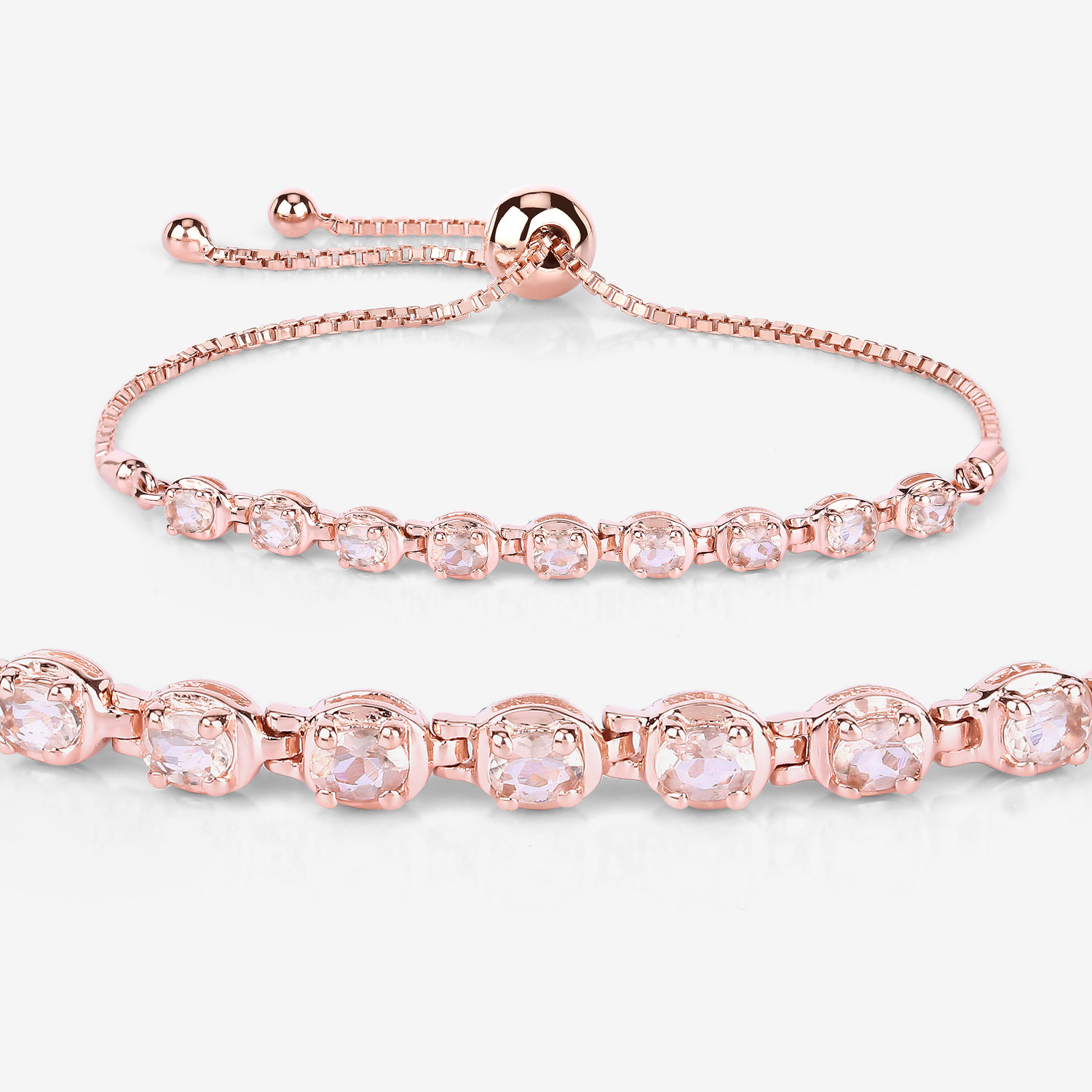 1.35 Carat Genuine Morganite .925 Sterling Silver Bracelet