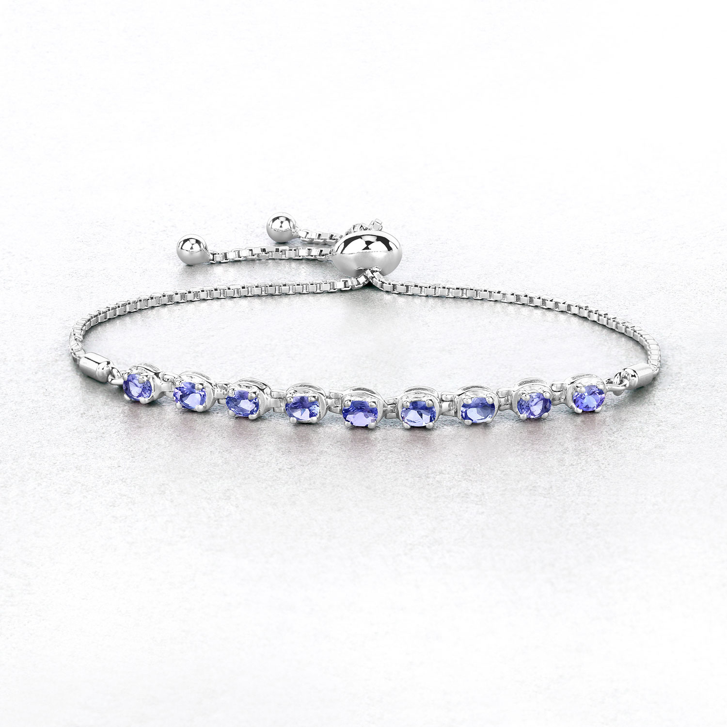 1.53 Carat Genuine Tanzanite .925 Sterling Silver Bracelet
