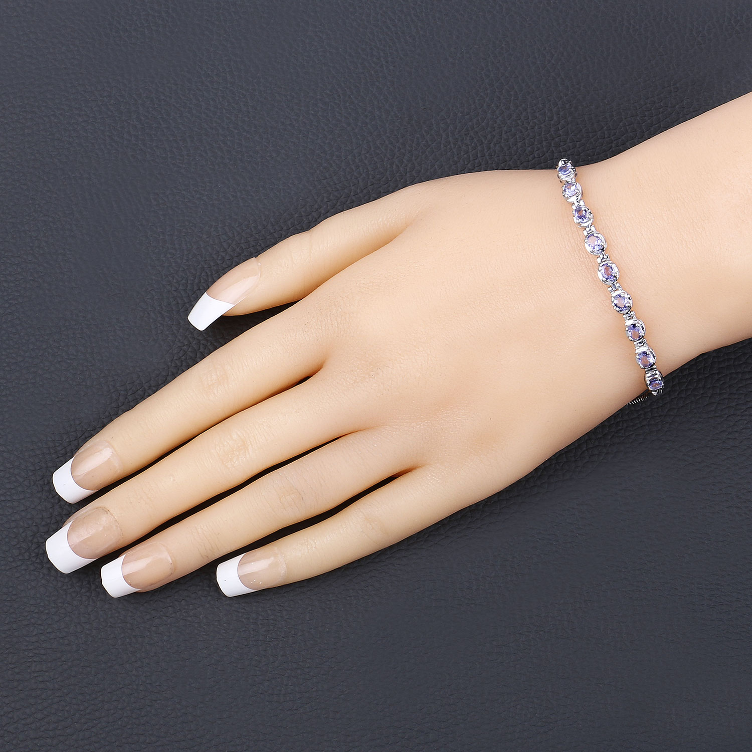1.53 Carat Genuine Tanzanite .925 Sterling Silver Bracelet