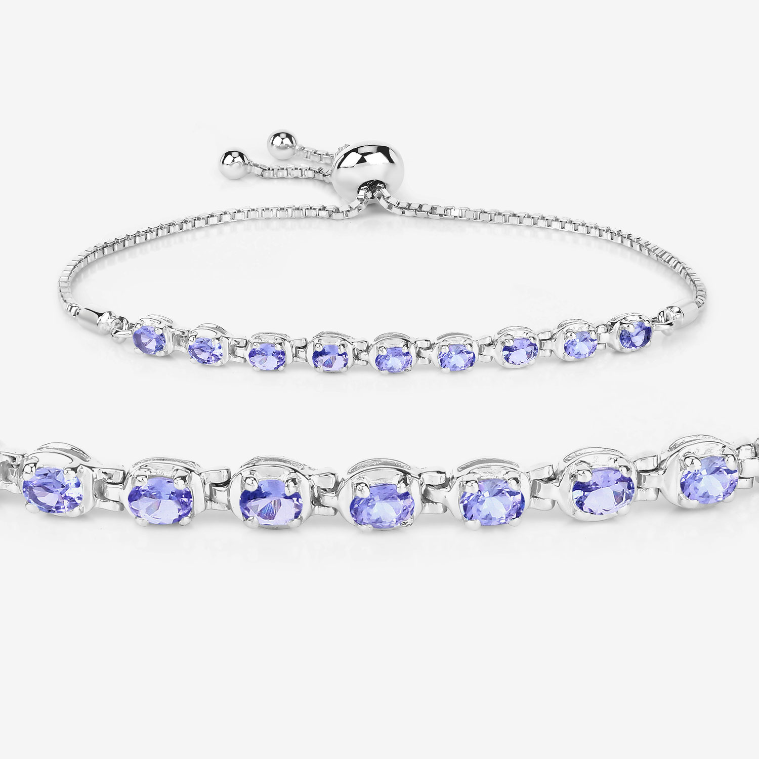 1.53 Carat Genuine Tanzanite .925 Sterling Silver Bracelet
