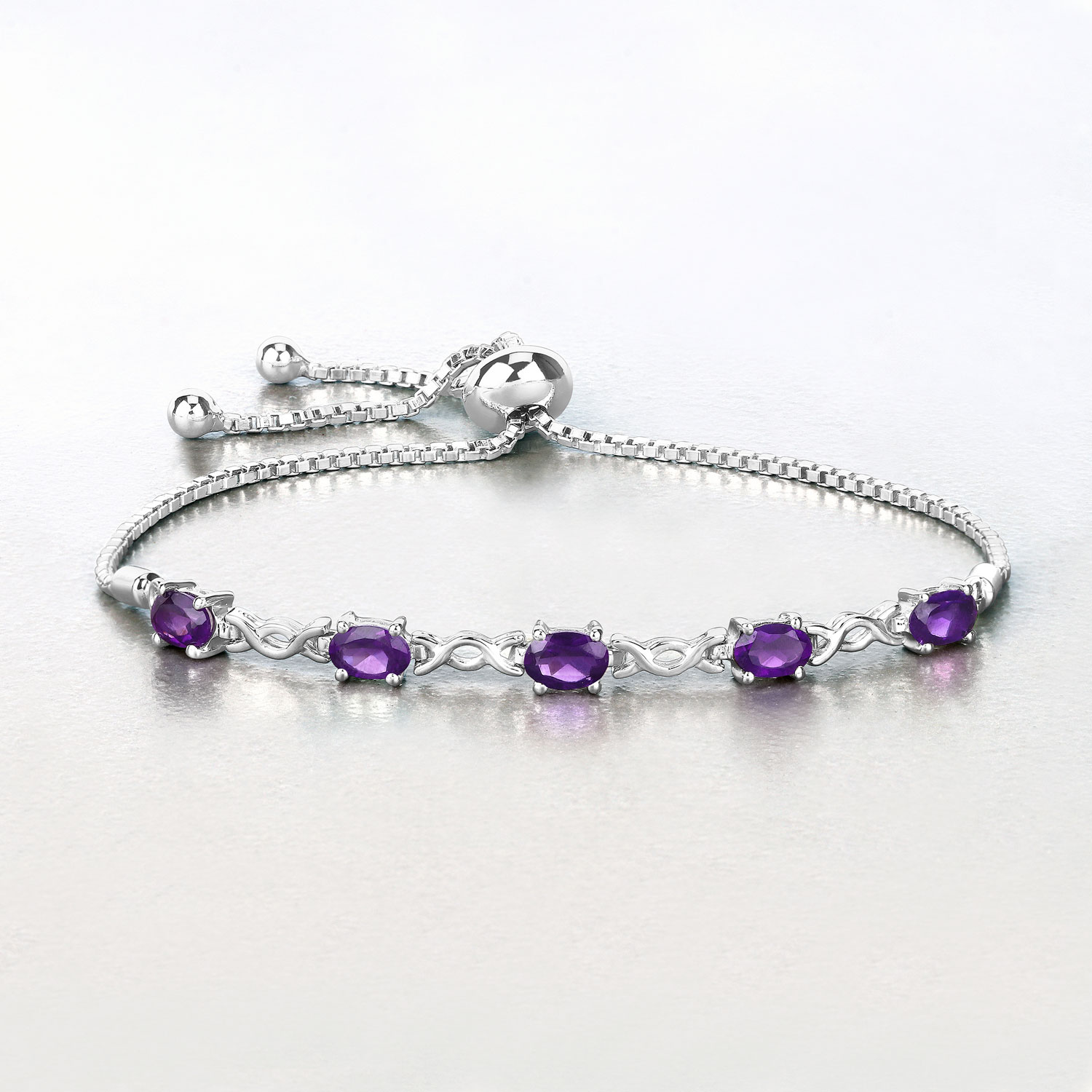 1.90 Carat Genuine Amethyst .925 Sterling Silver Bracelet