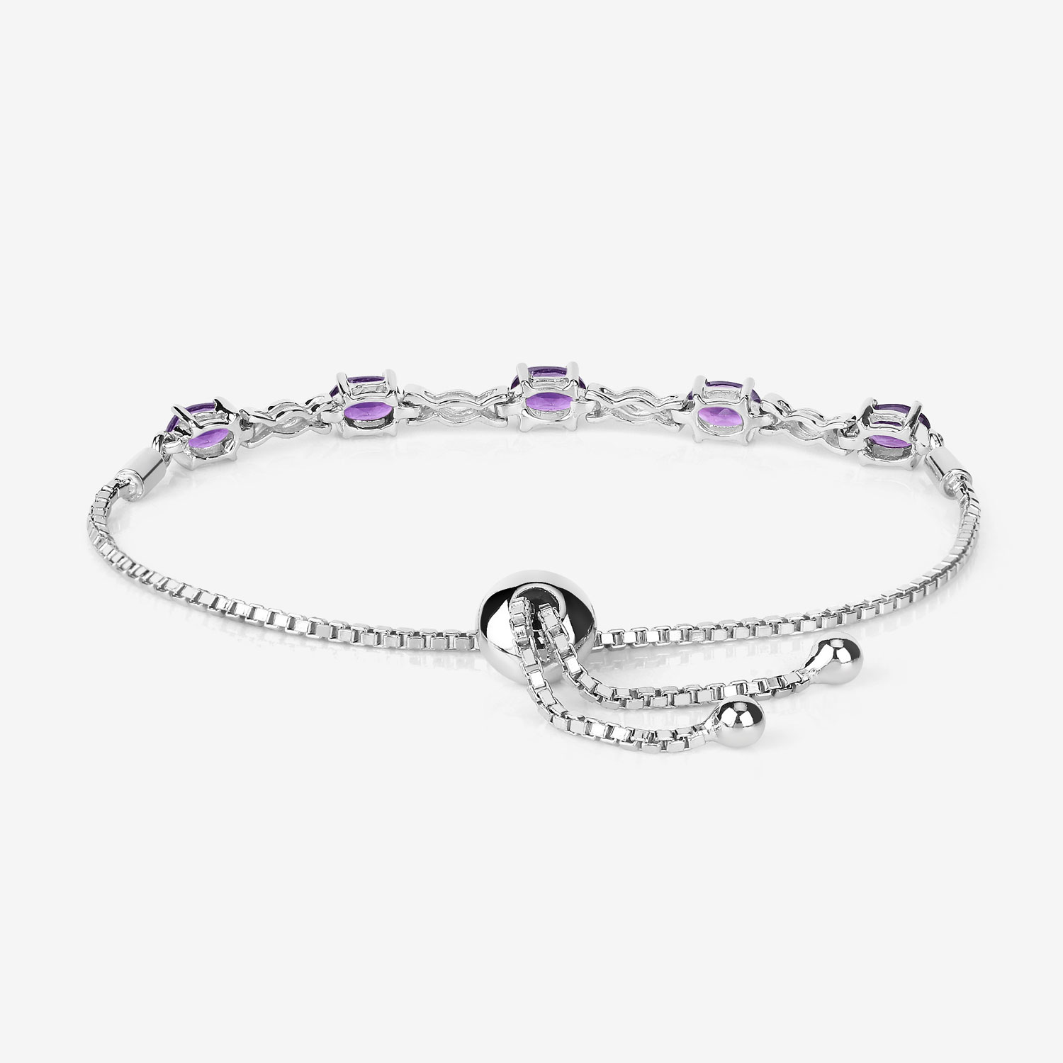 1.90 Carat Genuine Amethyst .925 Sterling Silver Bracelet