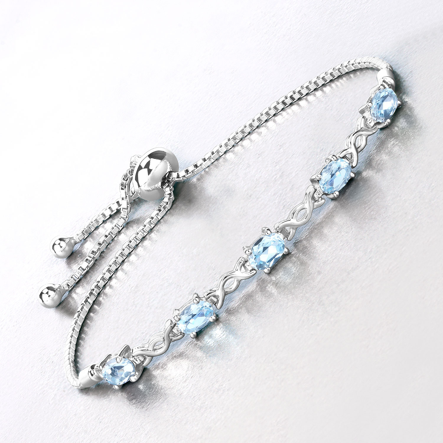 2.55 Carat Genuine Blue Topaz .925 Sterling Silver Bracelet