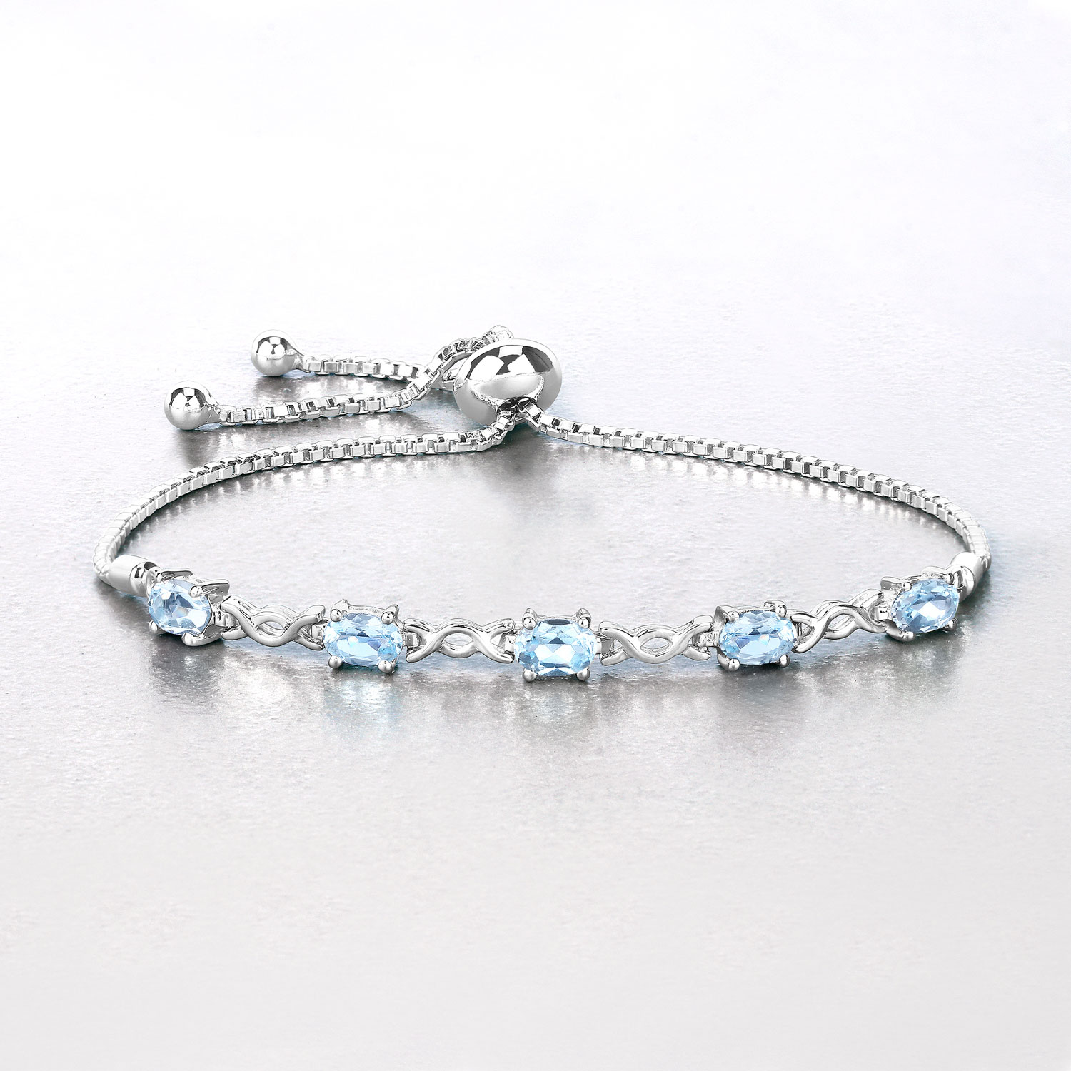 2.55 Carat Genuine Blue Topaz .925 Sterling Silver Bracelet