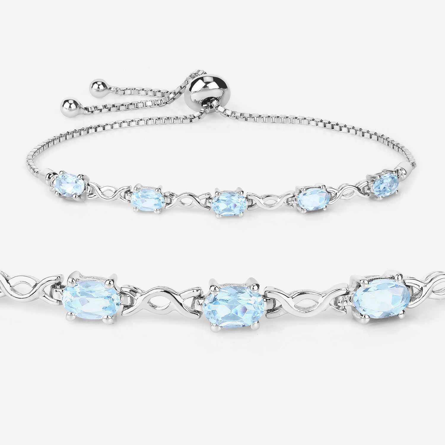 2.55 Carat Genuine Blue Topaz .925 Sterling Silver Bracelet