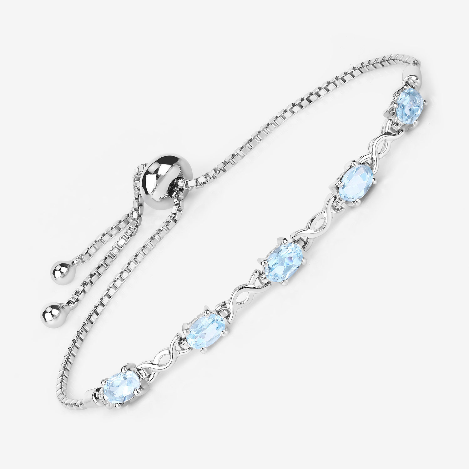 2.55 Carat Genuine Blue Topaz .925 Sterling Silver Bracelet
