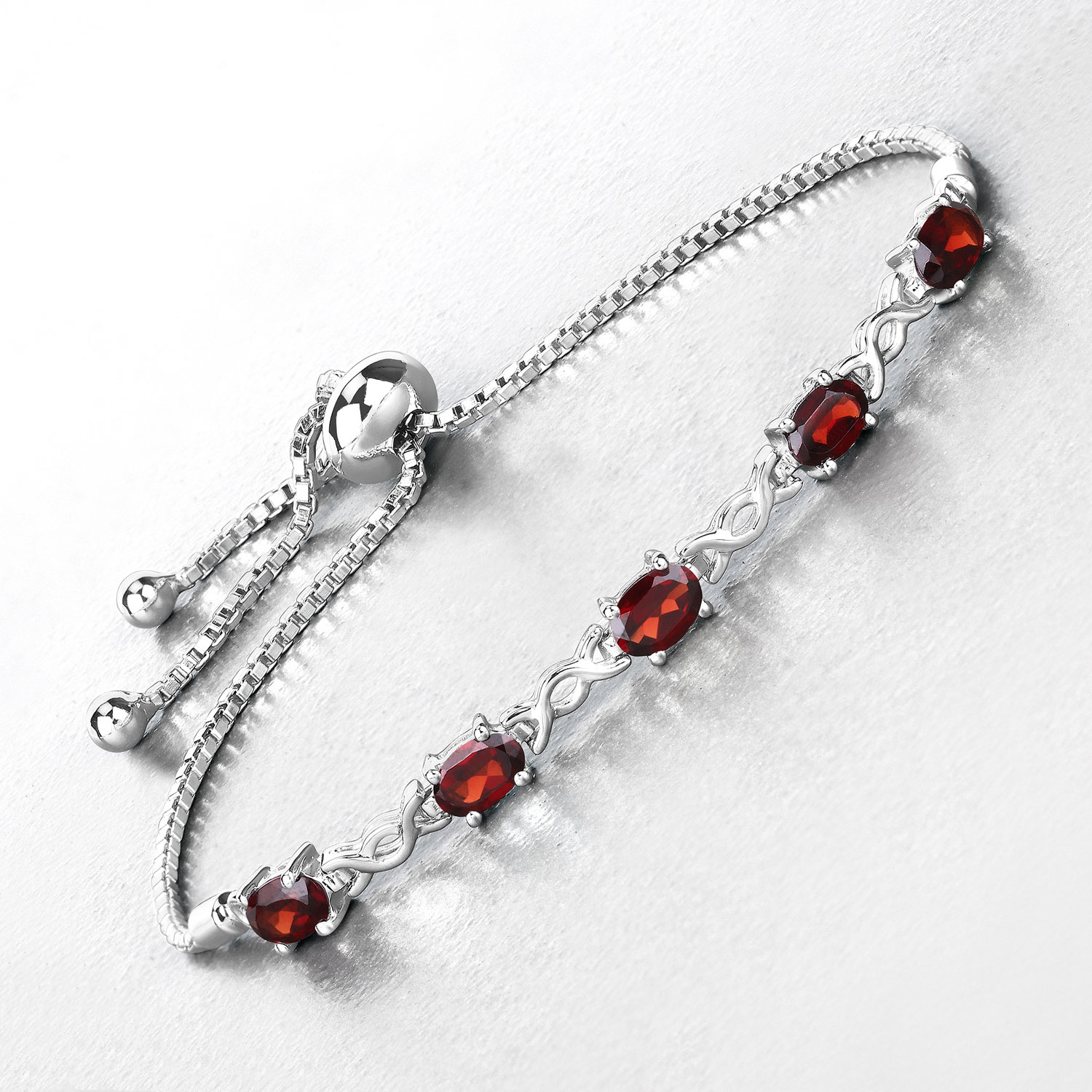 2.55 Carat Genuine Garnet .925 Sterling Silver Bracelet