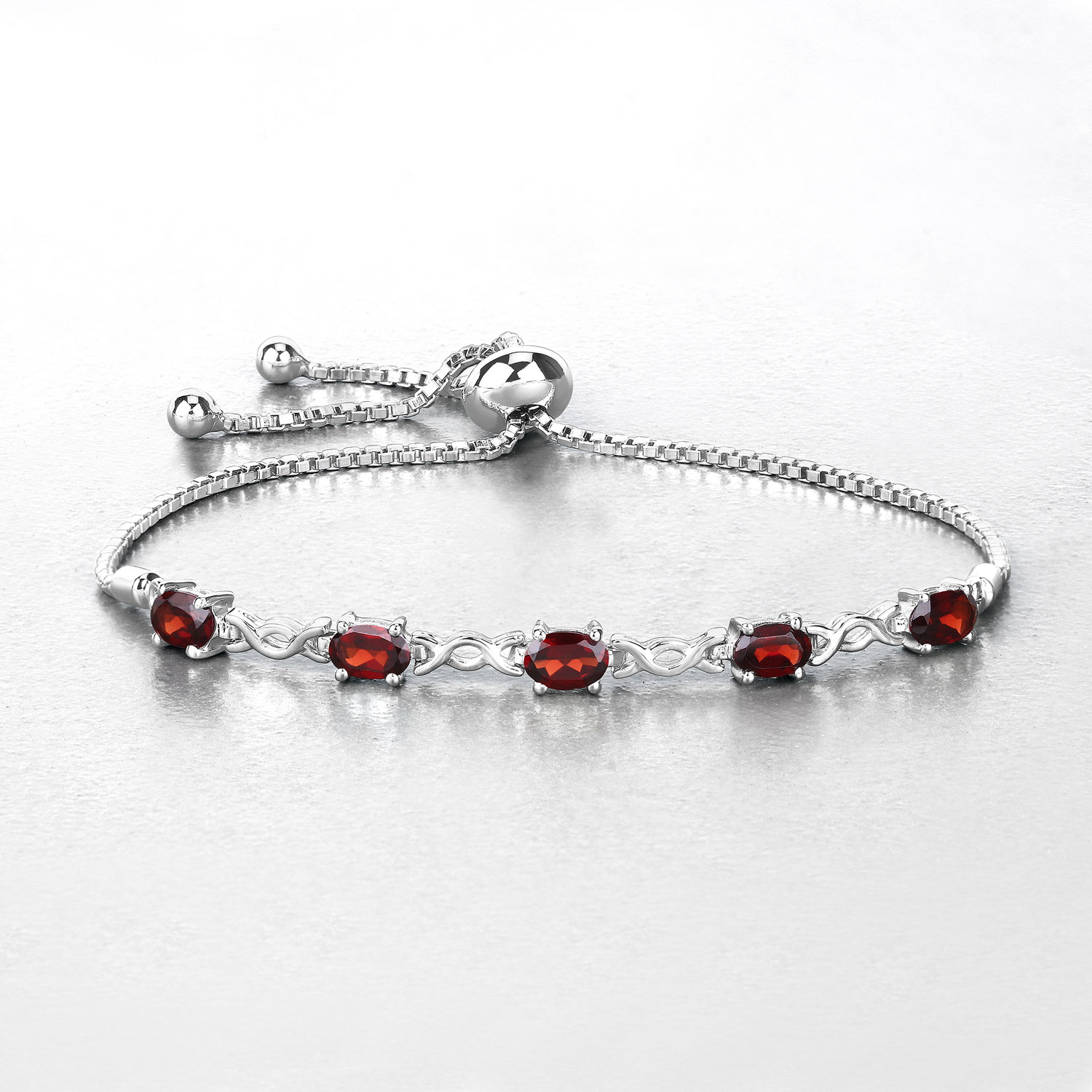 2.55 Carat Genuine Garnet .925 Sterling Silver Bracelet