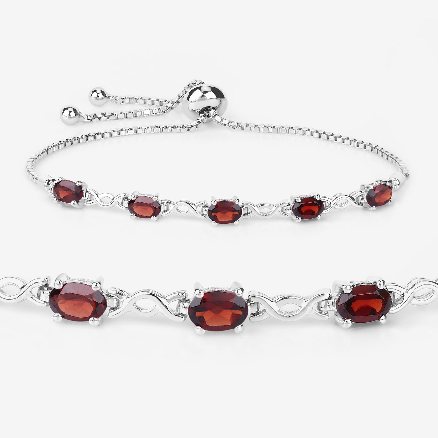 2.55 Carat Genuine Garnet .925 Sterling Silver Bracelet