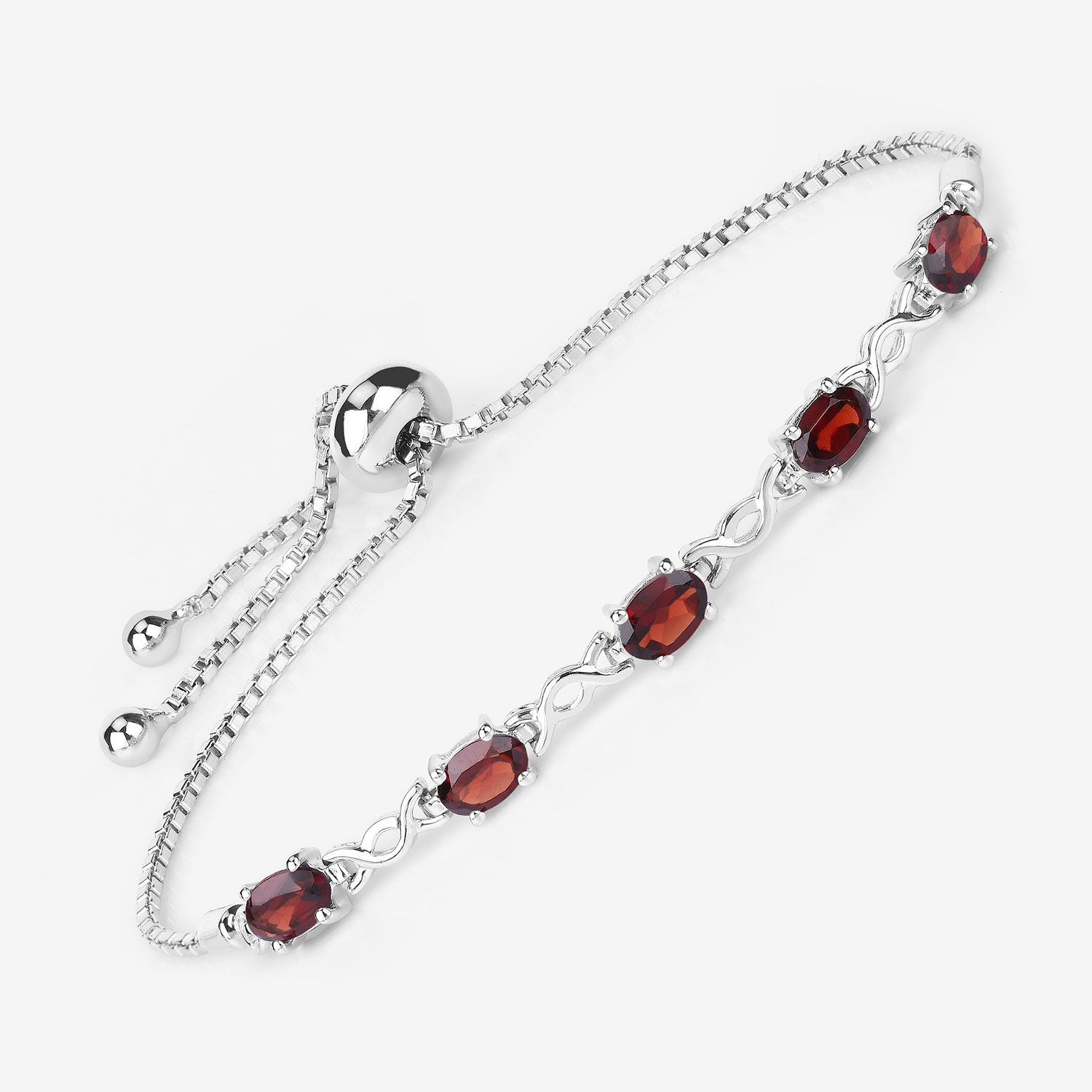 2.55 Carat Genuine Garnet .925 Sterling Silver Bracelet