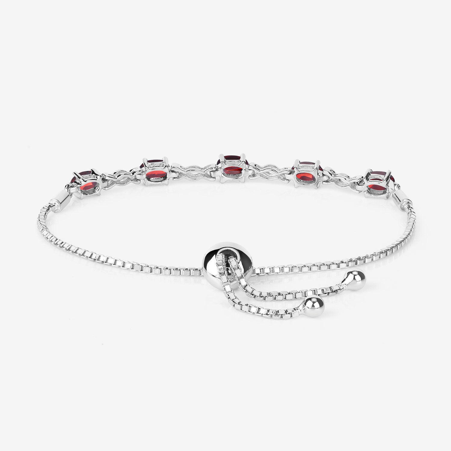 2.55 Carat Genuine Garnet .925 Sterling Silver Bracelet