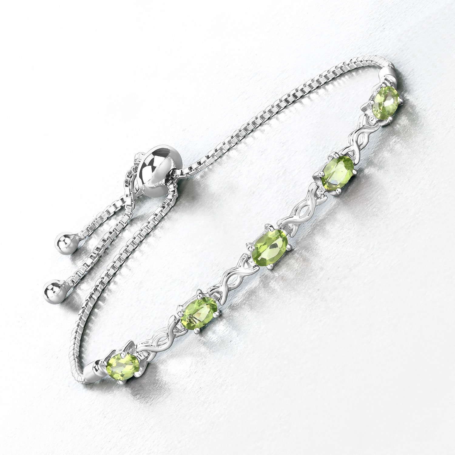 2.05 Carat Genuine Peridot .925 Sterling Silver Bracelet
