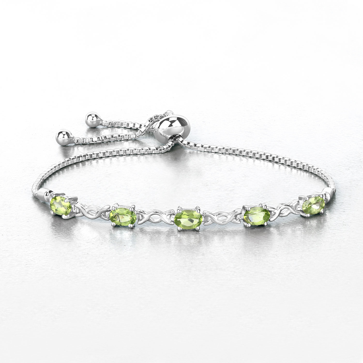2.05 Carat Genuine Peridot .925 Sterling Silver Bracelet