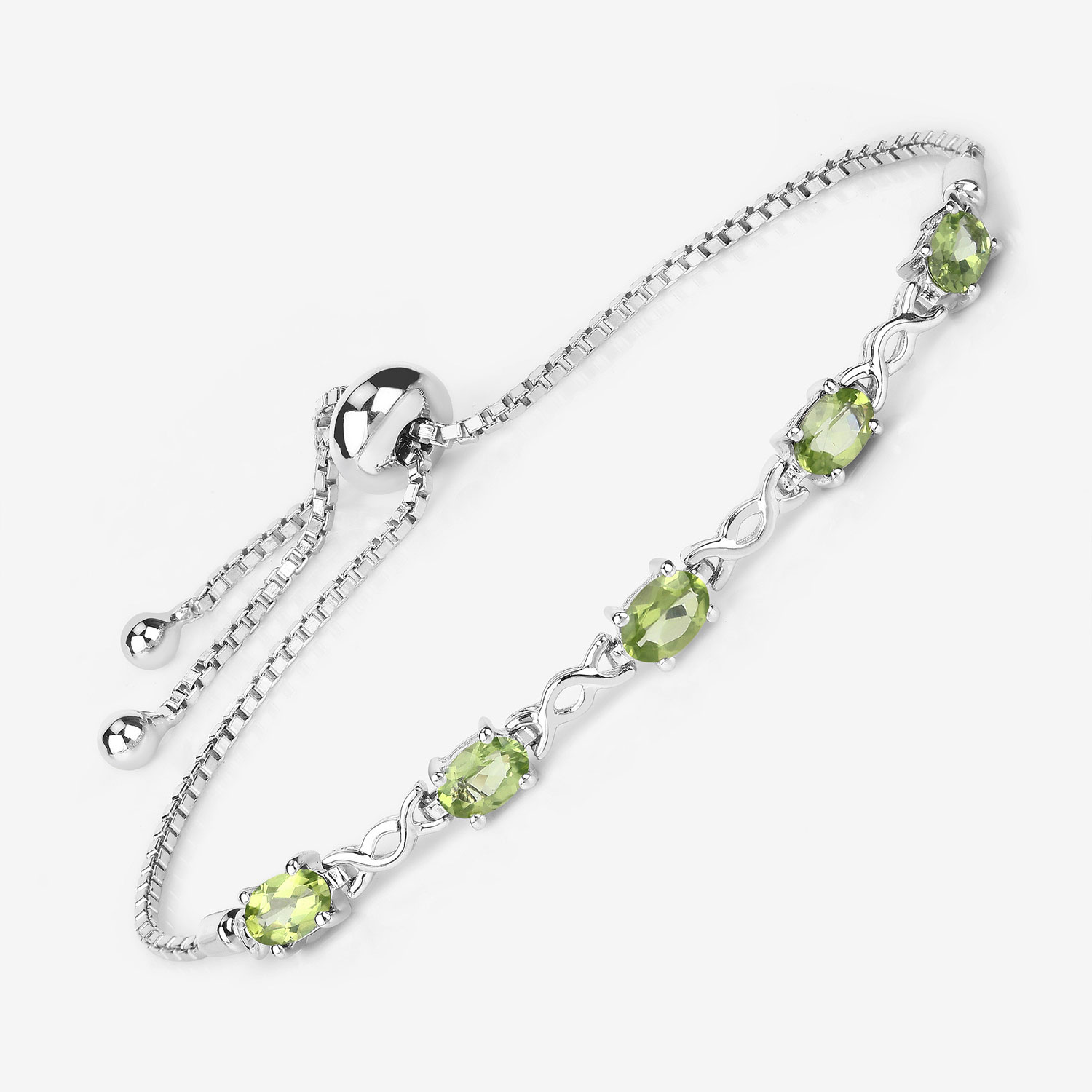 2.05 Carat Genuine Peridot .925 Sterling Silver Bracelet
