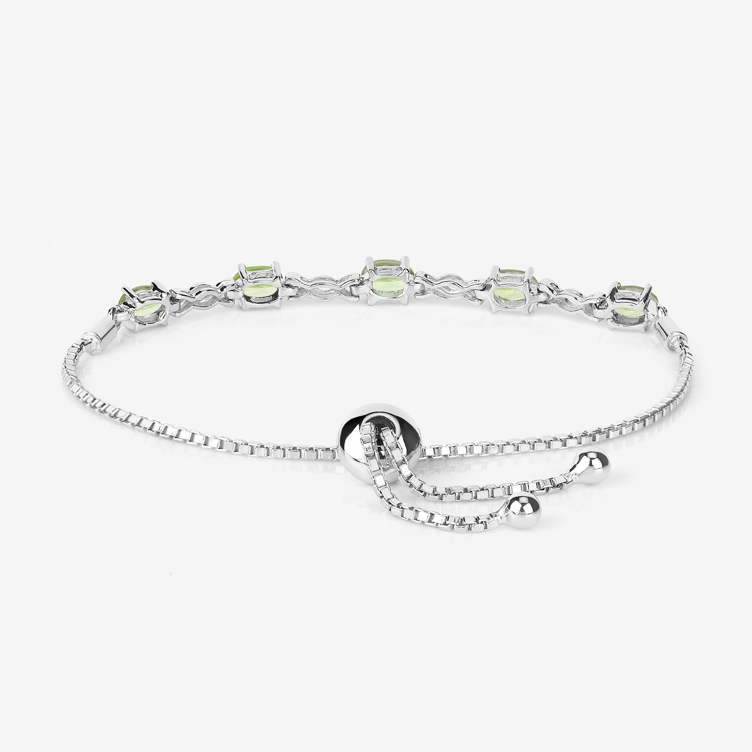2.05 Carat Genuine Peridot .925 Sterling Silver Bracelet