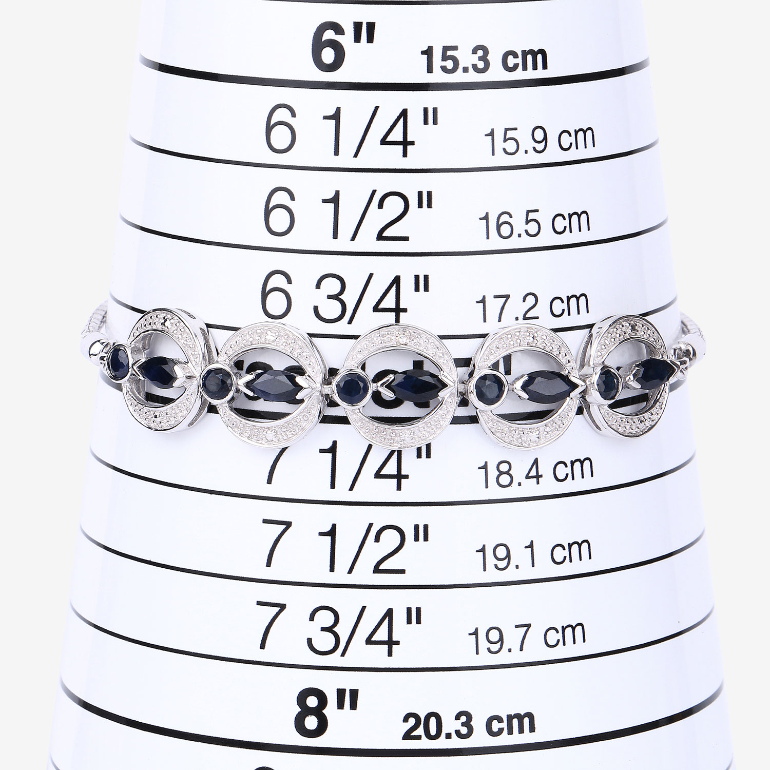 1.80 Carat Genuine Blue Sapphire and White Diamond .925 Sterling Silver Bracelet