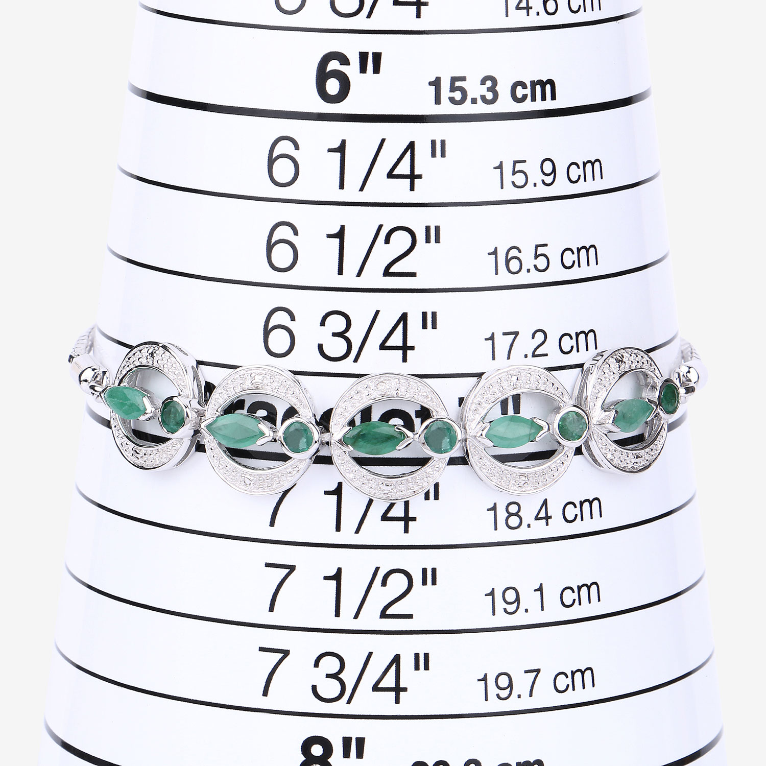 1.55 Carat Genuine Emerald and White Diamond .925 Sterling Silver Bracelet
