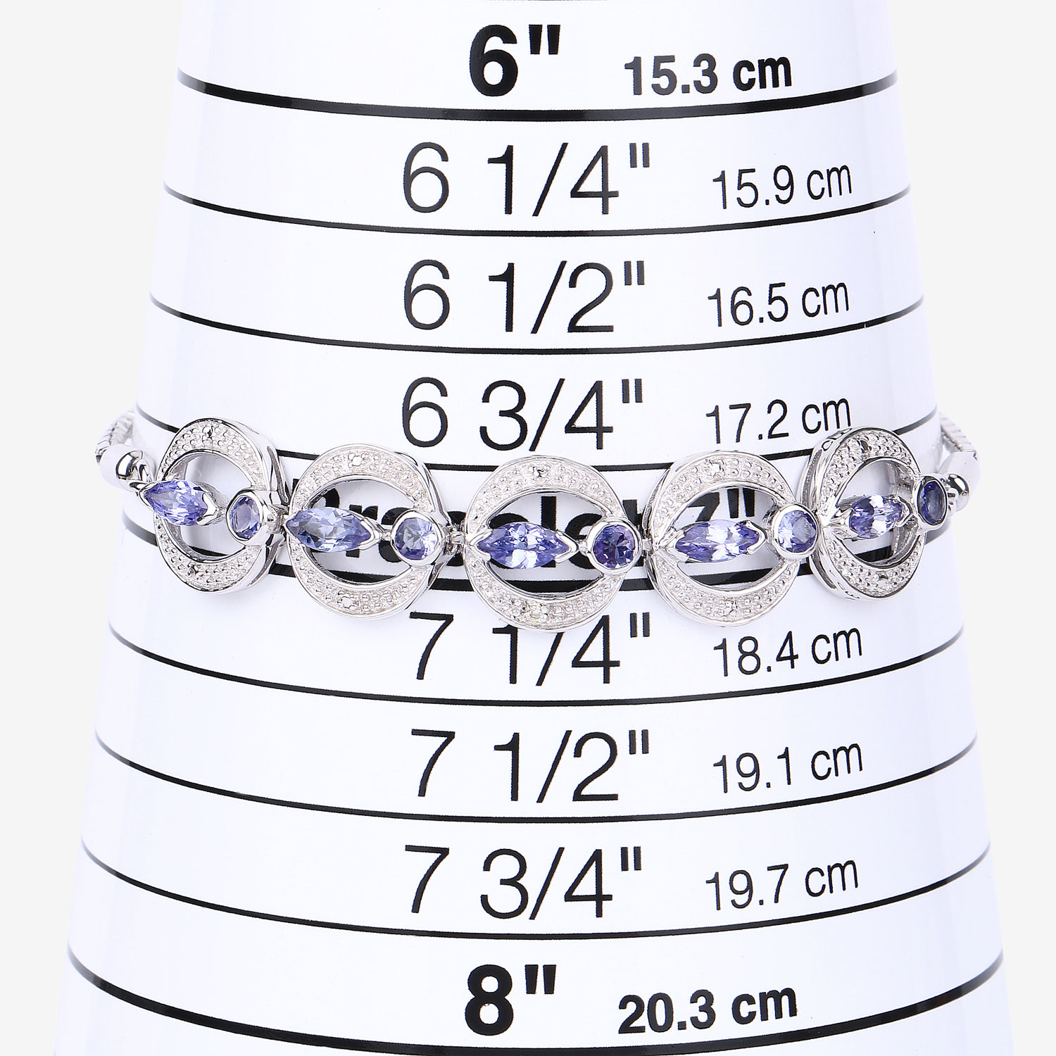 1.70 Carat Genuine Tanzanite and White Diamond .925 Sterling Silver Bracelet