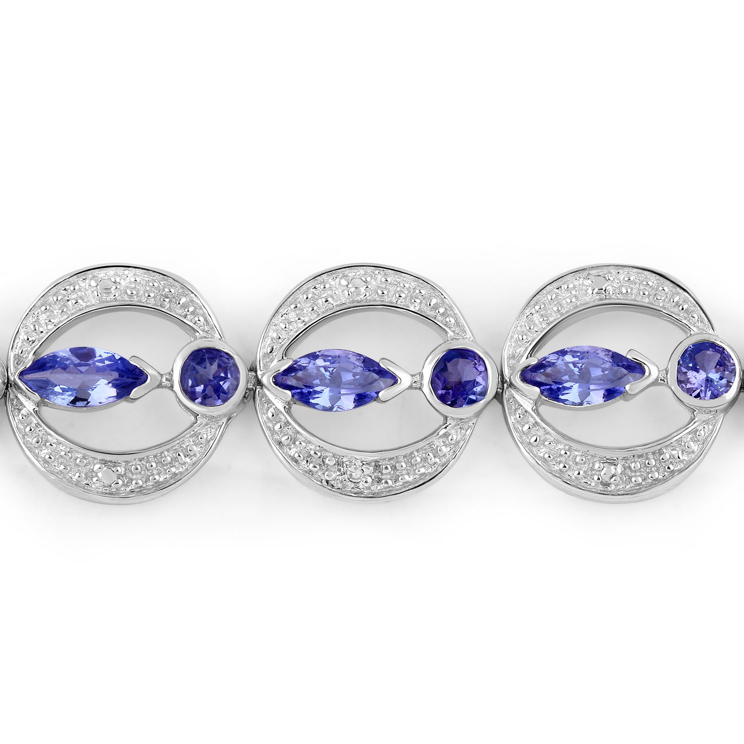 1.70 Carat Genuine Tanzanite and White Diamond .925 Sterling Silver Bracelet