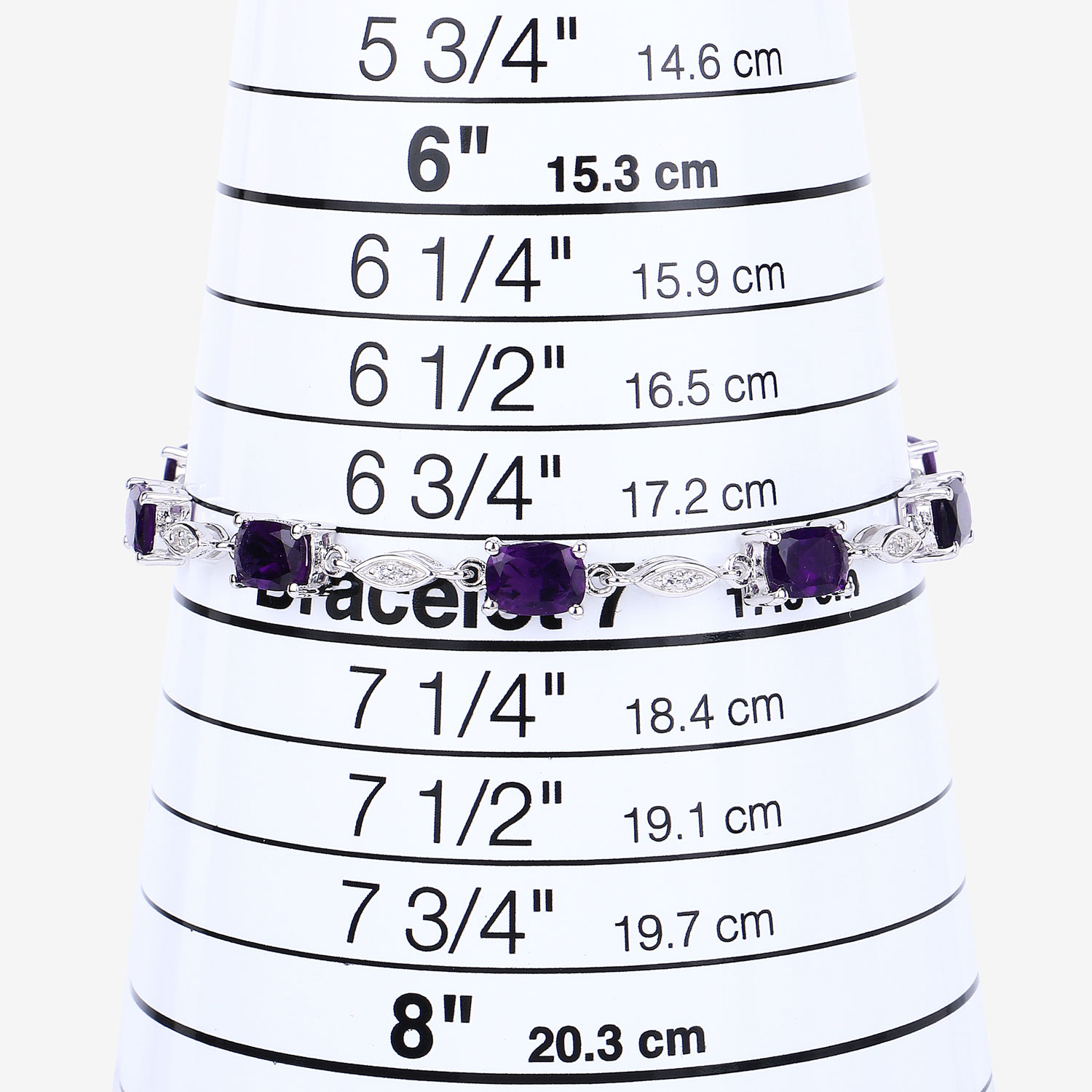 5.72 Carat Genuine Amethyst and White Topaz .925 Sterling Silver Bracelet