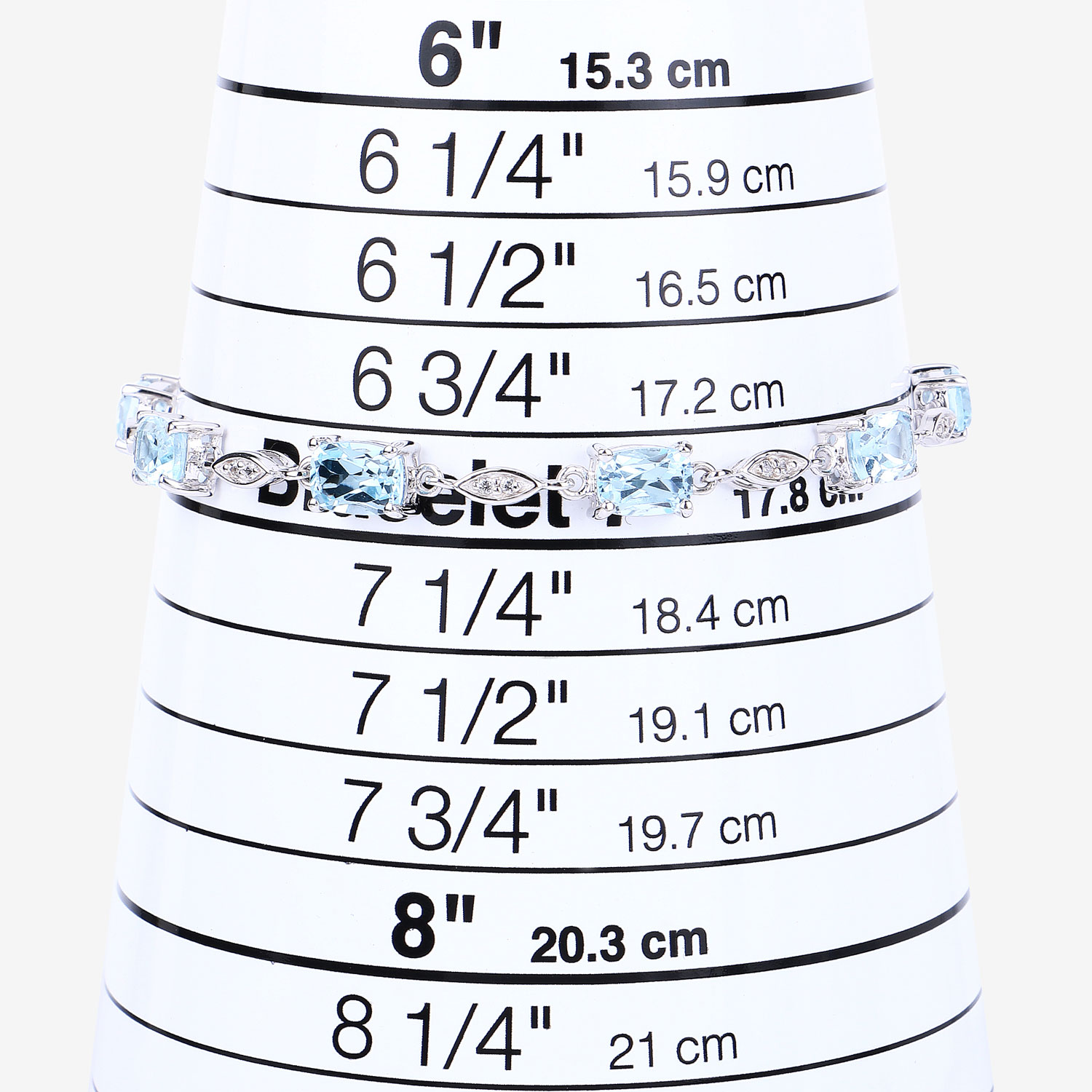 7.12 Carat Genuine Blue Topaz and White Topaz .925 Sterling Silver Bracelet